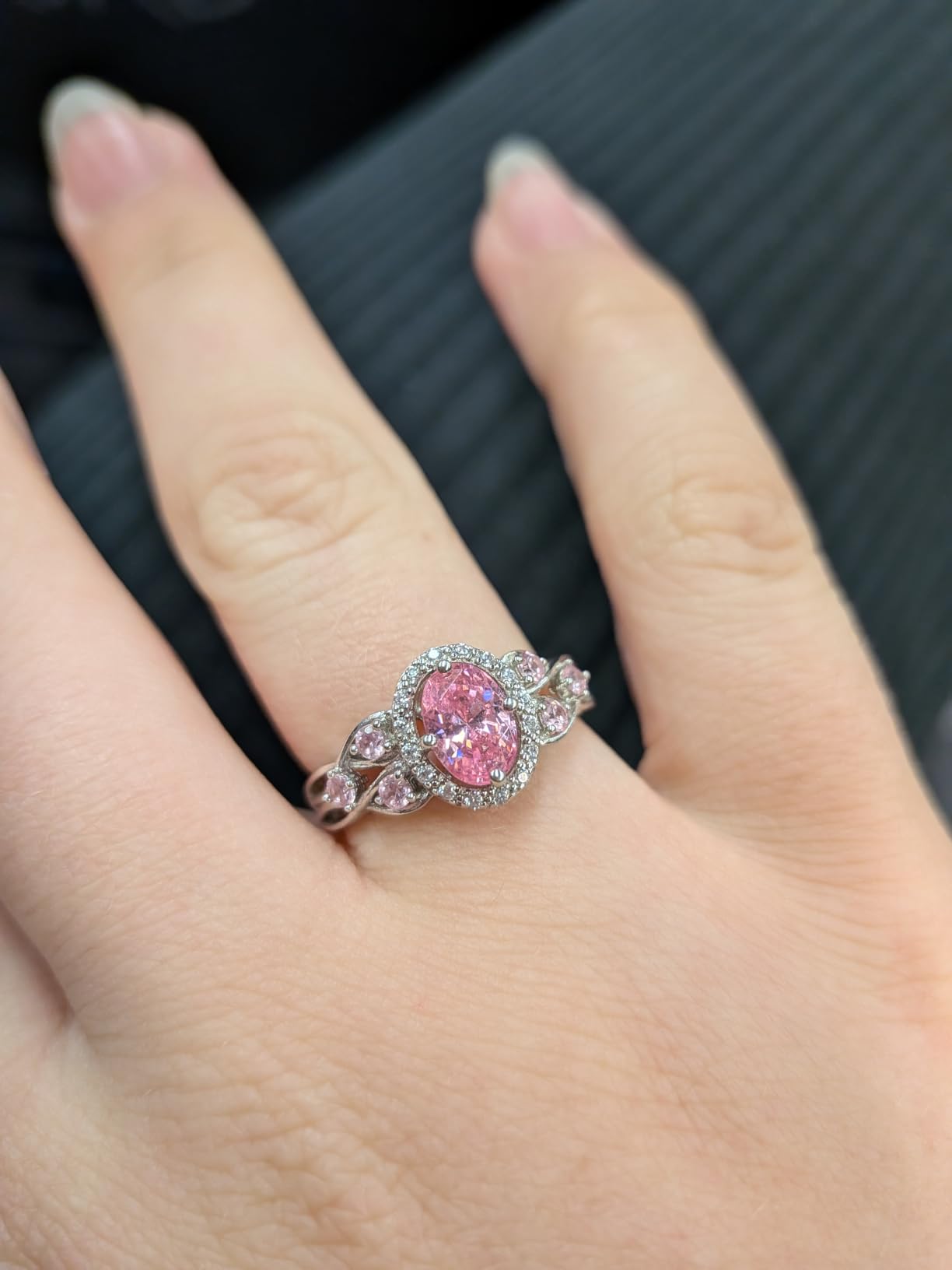 925 Sterling Silver Celtic Knot Engagement Ring for Women Moissanite/Cubic Zirconia Inlaid Oval Shaped Birthstone Rings Cocktail Wedding Birthday Jewelry(with Box) customer photo 2