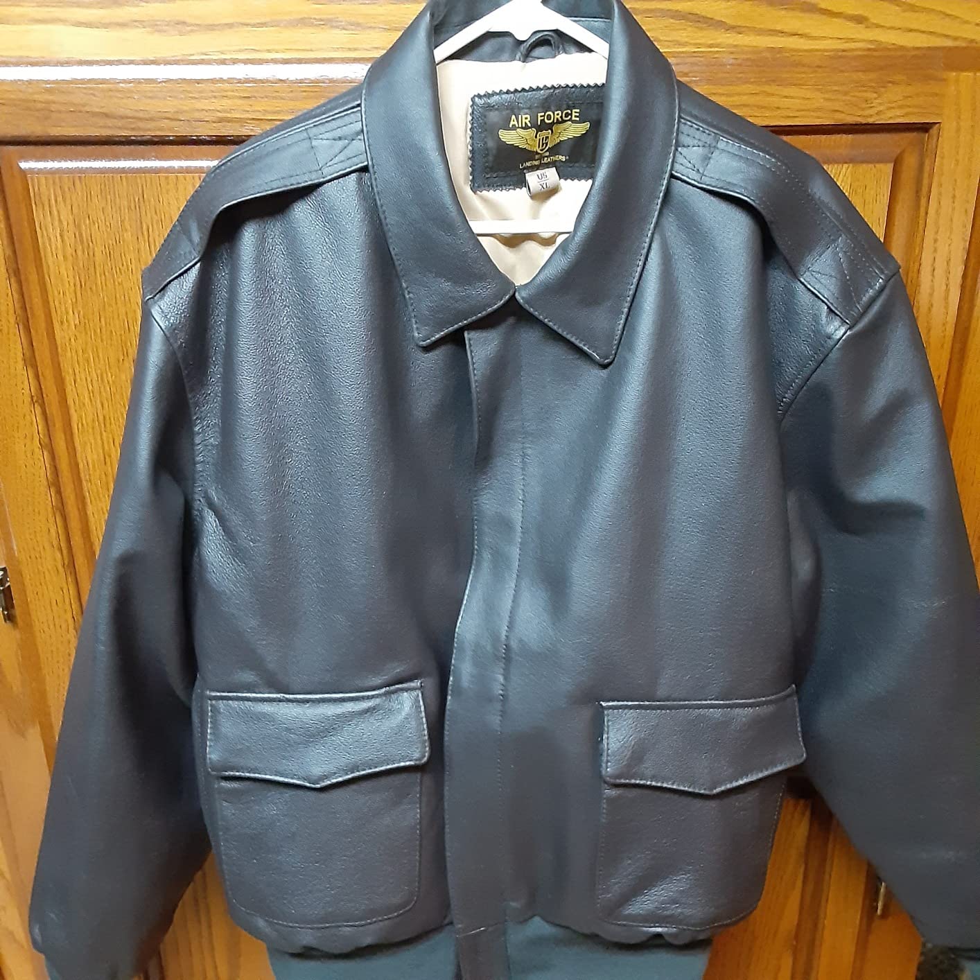 Men Air Force A-2 Leather Flight Bomber Jacket (Also available in Big & Tall) customer photo 1
