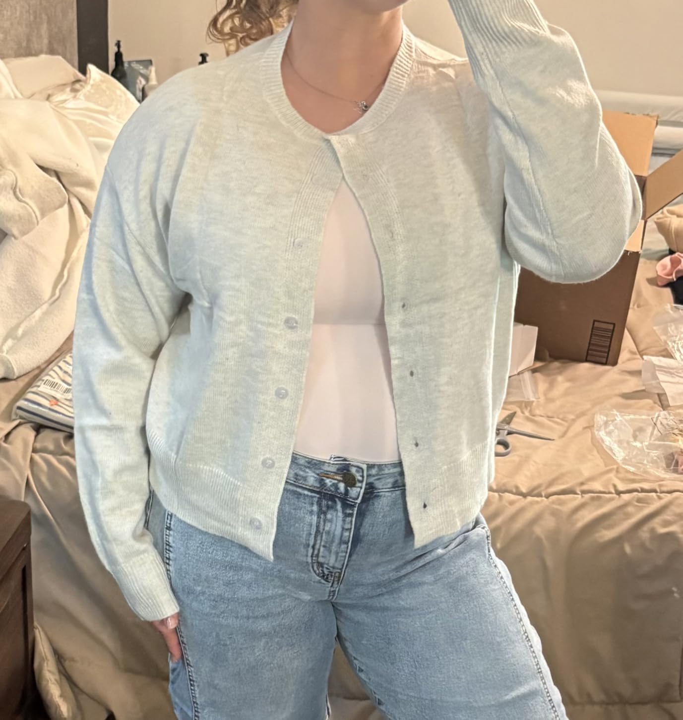 Trendy Queen Cropped Cardigan Sweaters for Women Y2k Fall Fashion Clothes 2026 customer photo 2