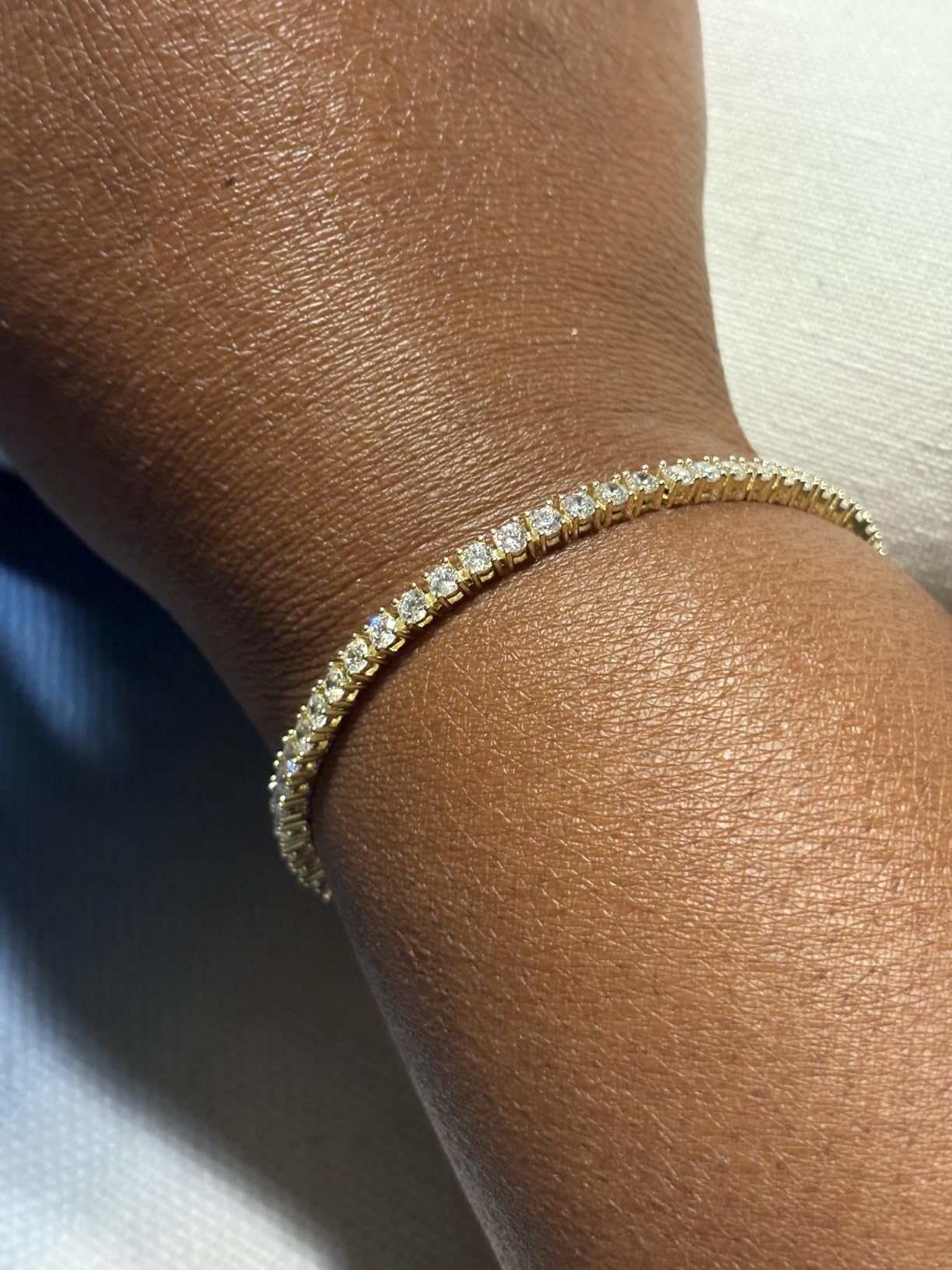 Tennis Bracelet | 14K Gold/White Gold Plated Cubic Zirconia Silver, Gold Bracelets for Women | 2mm 3mm Elegant CZ Tennis Bracelet for Women, Thin, Dainty, & Classic, Size 5.5-8 Inch customer photo 1