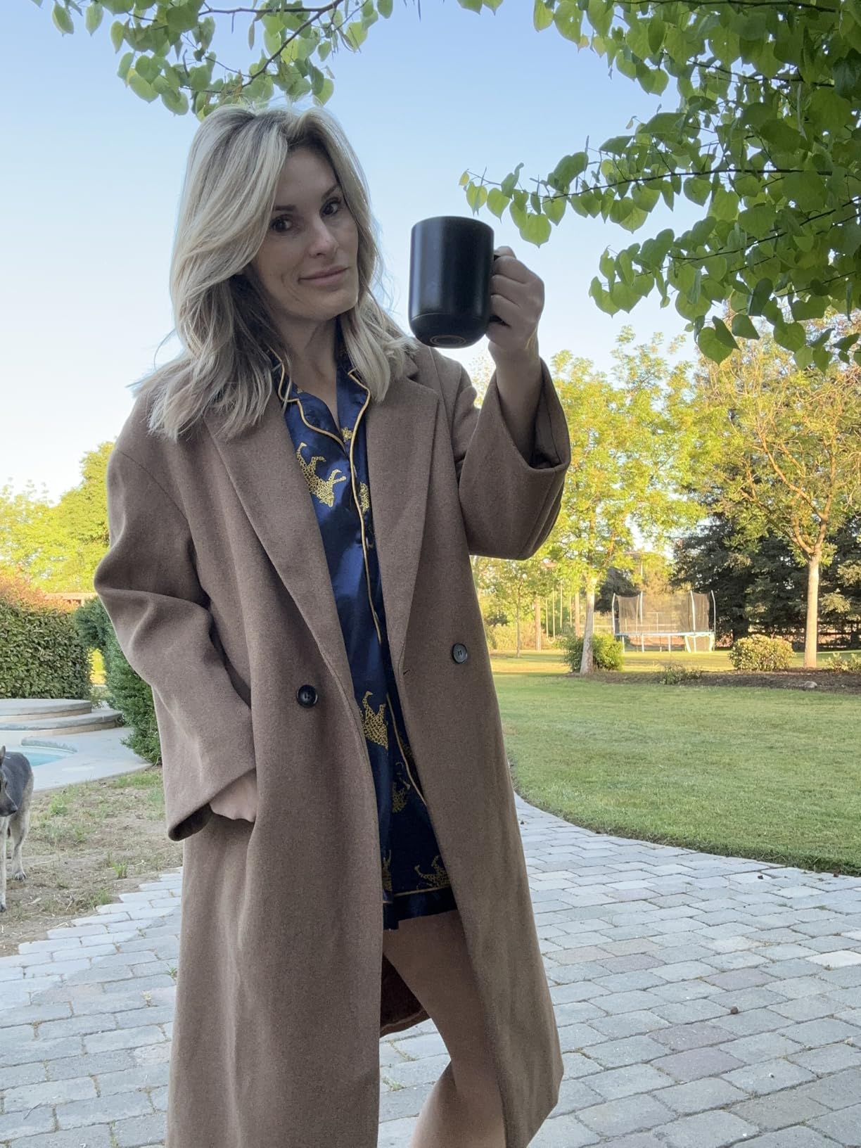 Women's Winter Double Breasted Wool Coat Long Sleeve Notch Lapel Long Trench Coat customer photo 1