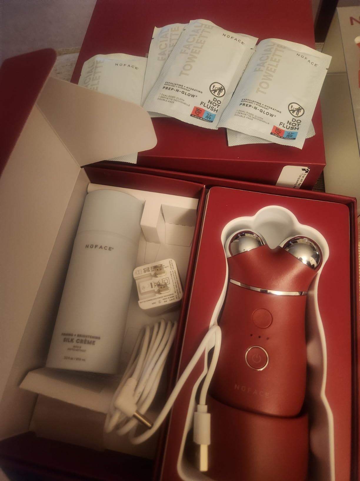 NuFACE Trinity+ Microcurrent Facial Device Kit - Limited Edition FDA Cleared Face Massager Device + Microcurrent Gel Activator, Cleansing Wipes & Brush - Velvet Rose customer photo 2
