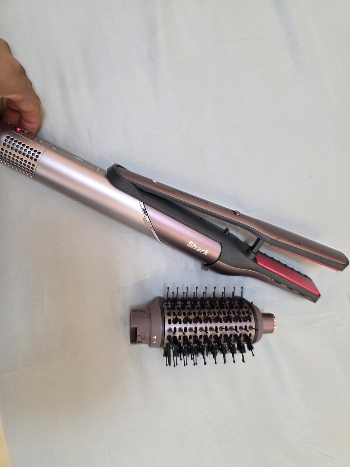 Shark FlexFusion Hair Straightener & Powerful Hair Dryer with Fusion Hair Brush, Ceramic Air Styler with Auto-Wrap Curlers & Concentrator, Ceramic Plates (HD641S) customer photo 2