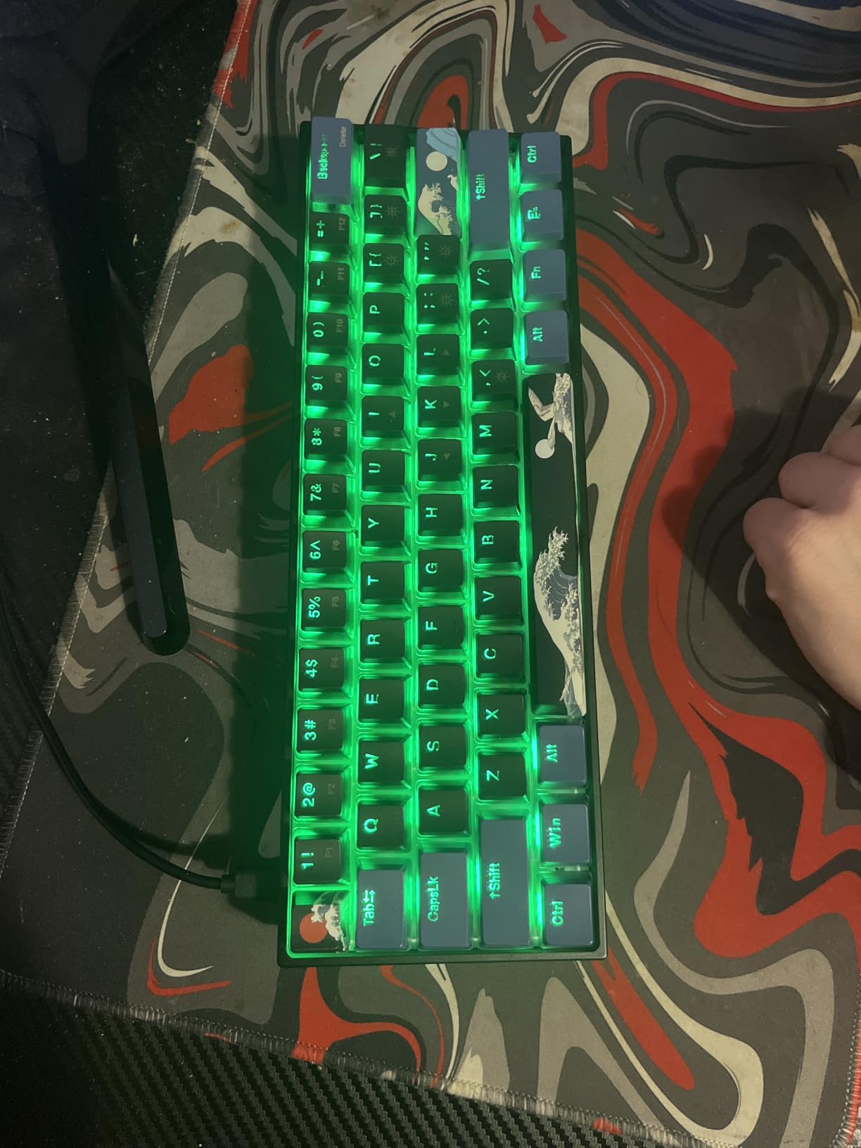 Womier 60% Percent Keyboard Gaming, Creamy Mechanical Wired Keyboard Anime | Hot-Swappable RGB Key board with PBT Keycaps for Windows PC Gamers - POM Linear Red Switch WK61 V2 Black Kanagawa customer photo 1