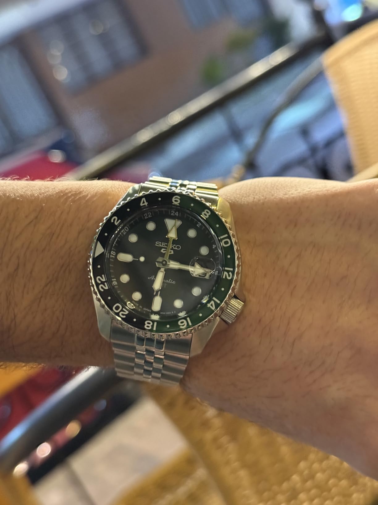 SEIKO 5 Sports SKX GMT Automatic Green Dial Sprite Bezel Men's Watch SSK035 customer photo 2