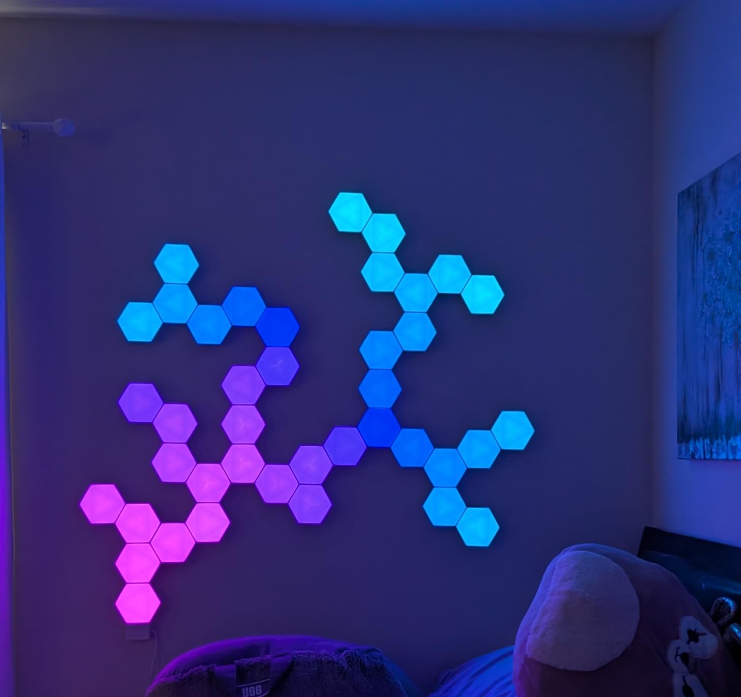 10 Pack Hexagon Led Lights, 110cm Smart Hexagon Light Panels, Hexagon Wall Lights, RGB Color Changing with App & Remote, Music Sync for Gameroom Lighting, Party Decor customer photo 1