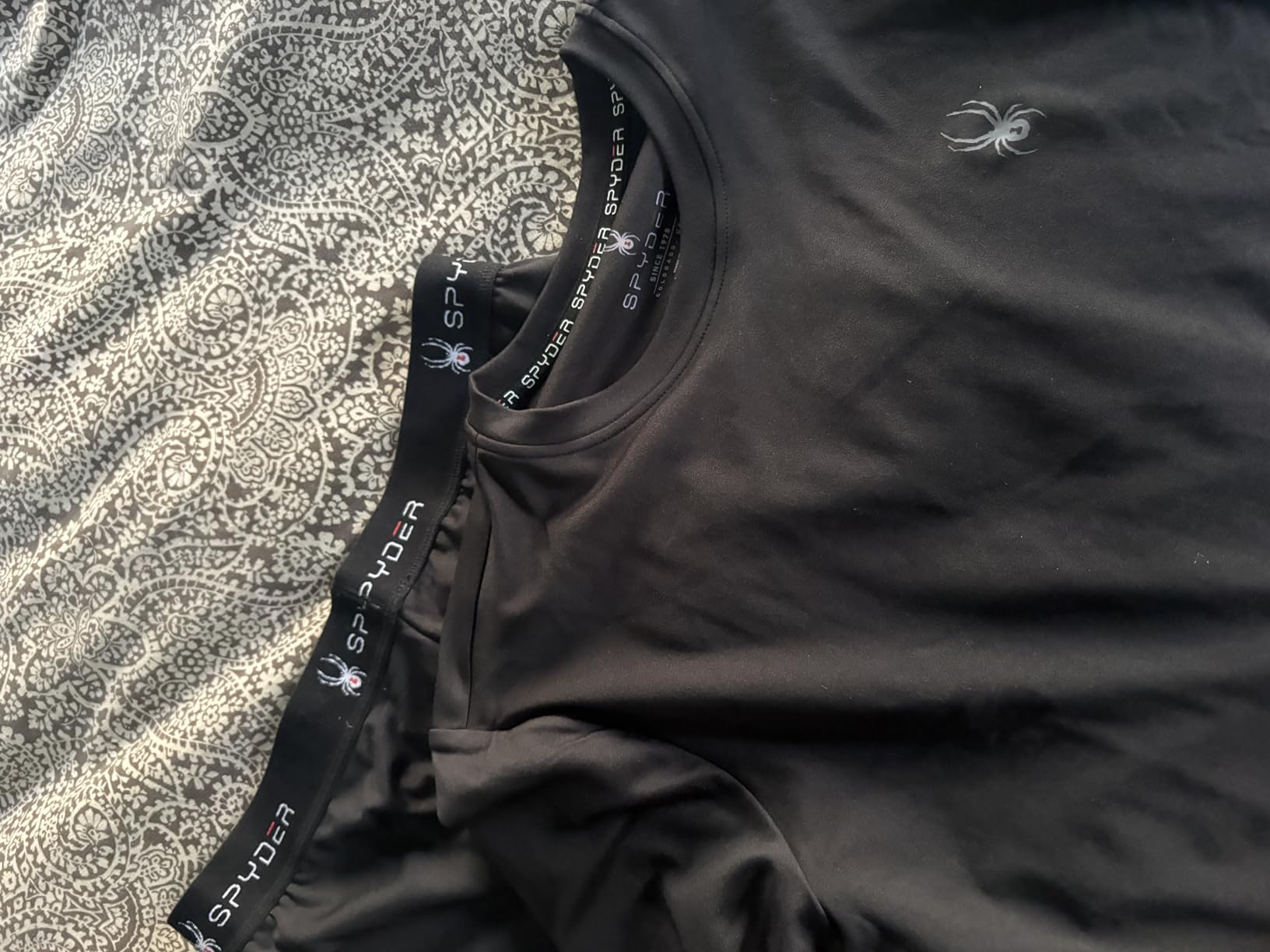Spyder Mens Thermal Underwear Set - 2 Piece Soft Stretch Fleece Lined Thermal Shirt and Long Johns customer photo 1