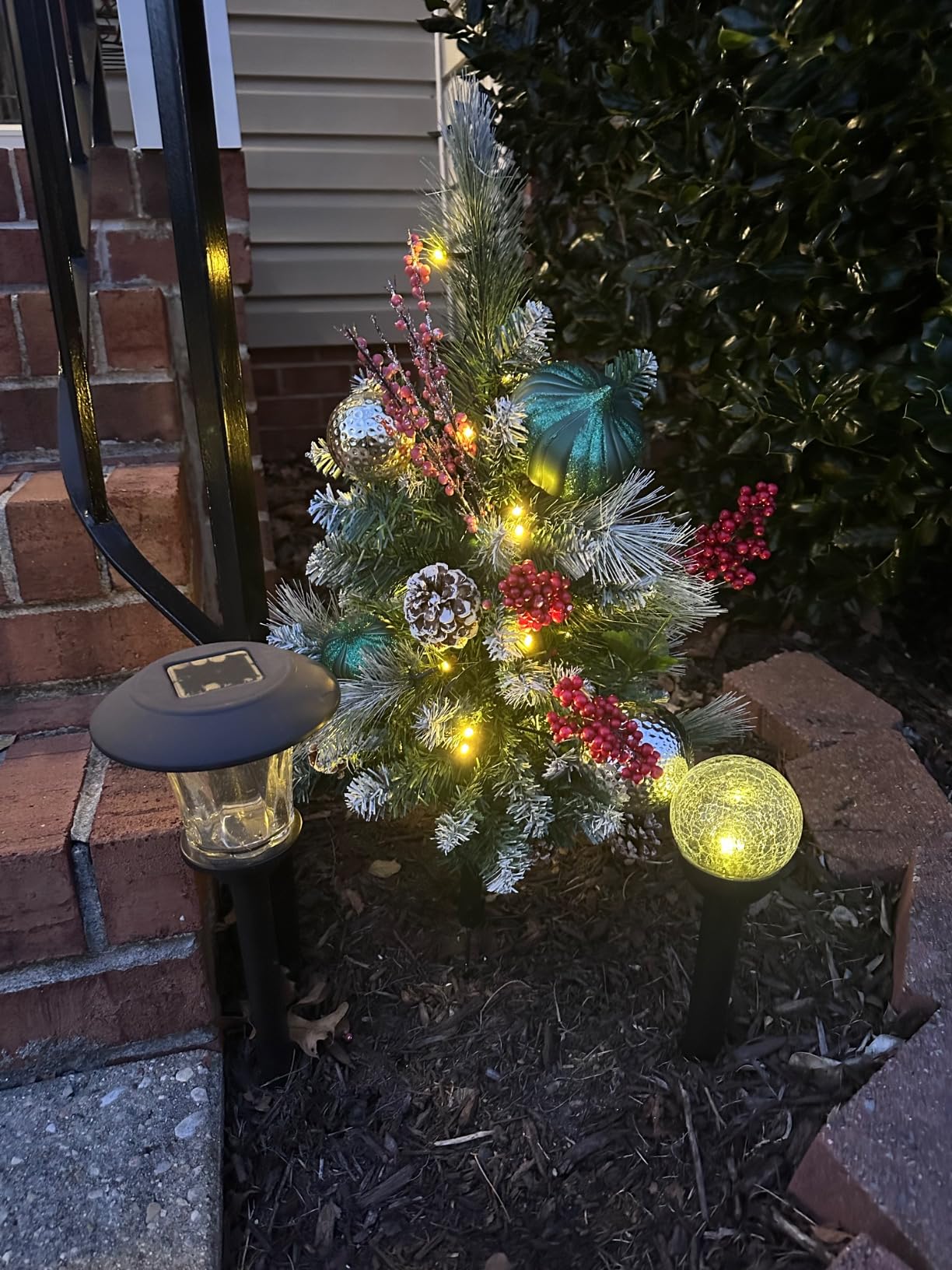 Best Choice Products Set of 2 24.5in Outdoor Scotch Pine Pathway Christmas Trees, Battery Operated Pre-Lit Holiday Decor w/LED Lights customer photo 1
