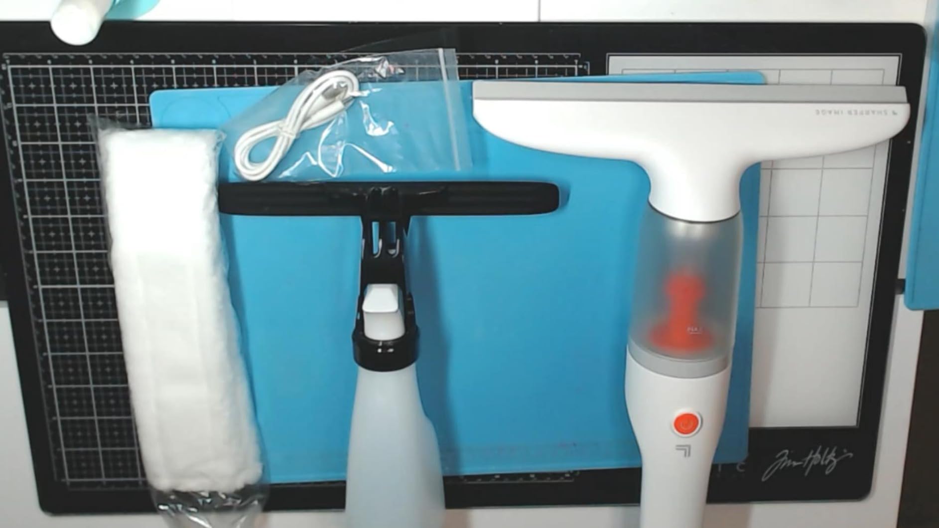 Sharper Image 2-in-1 Window Vacuum Cleaner Kit - Cordless Squeegee, Spray Bottle, 11