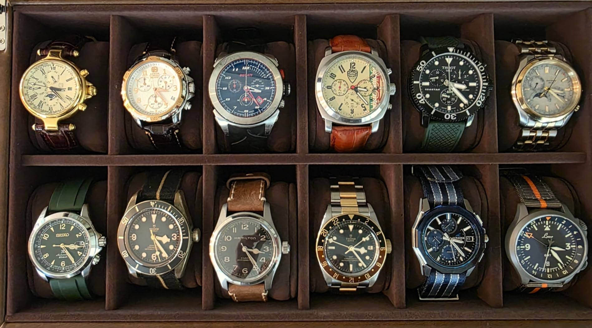 TAWBURY 12 Slot Watch Box with Storage Drawer - Premium Black PU Leather Watch Box for Men | Easy One-hand Opening, Plush Velveteen Interior (Black/Charcoal) customer photo 1