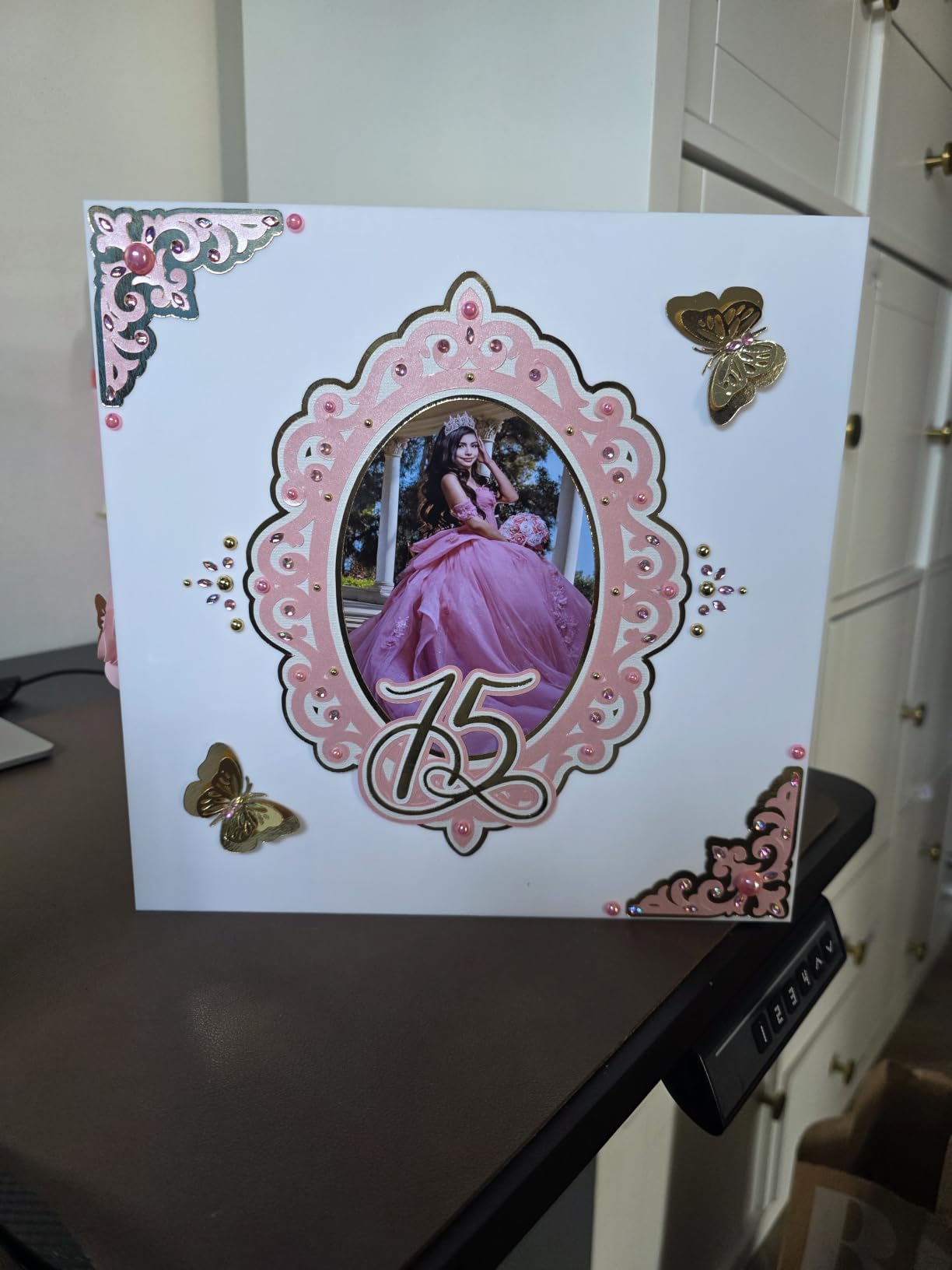 UNIQOOO White & Gold Heart Lock Acrylic Card Box, Modern DIY Wedding & Occasion Box, 10x10x5.5 inches customer photo 2