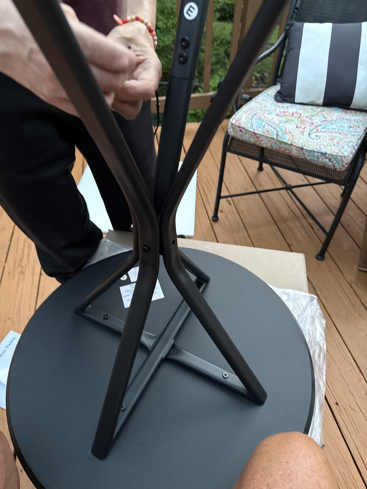 VASAGLE Bar Tables Set of 2, Round Cocktail High Top Pub Bistro Table for Events Party, Kitchen Dining, Home Bar, 23.6 x 23.6 x 41.3 Inches, Sturdy Metal Frame, Modern Style, Easy to Assemble, Black customer photo 2