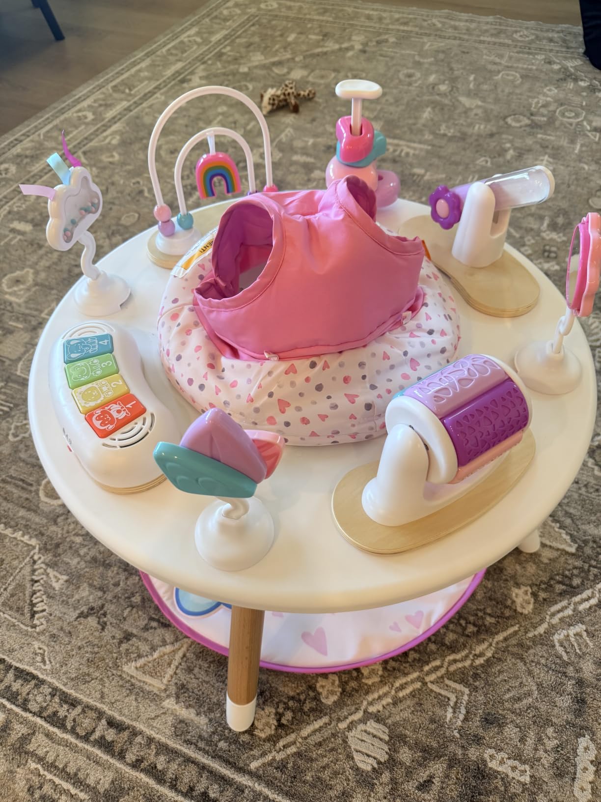 Little Acorn, 4-in-1 Baby Activity Center | Montessori-Inspired Design | 8 Interactive Toys | Tummy Time, Exersaucer & Toddler Table | Shower Gift | Essential (Sun) customer photo 2