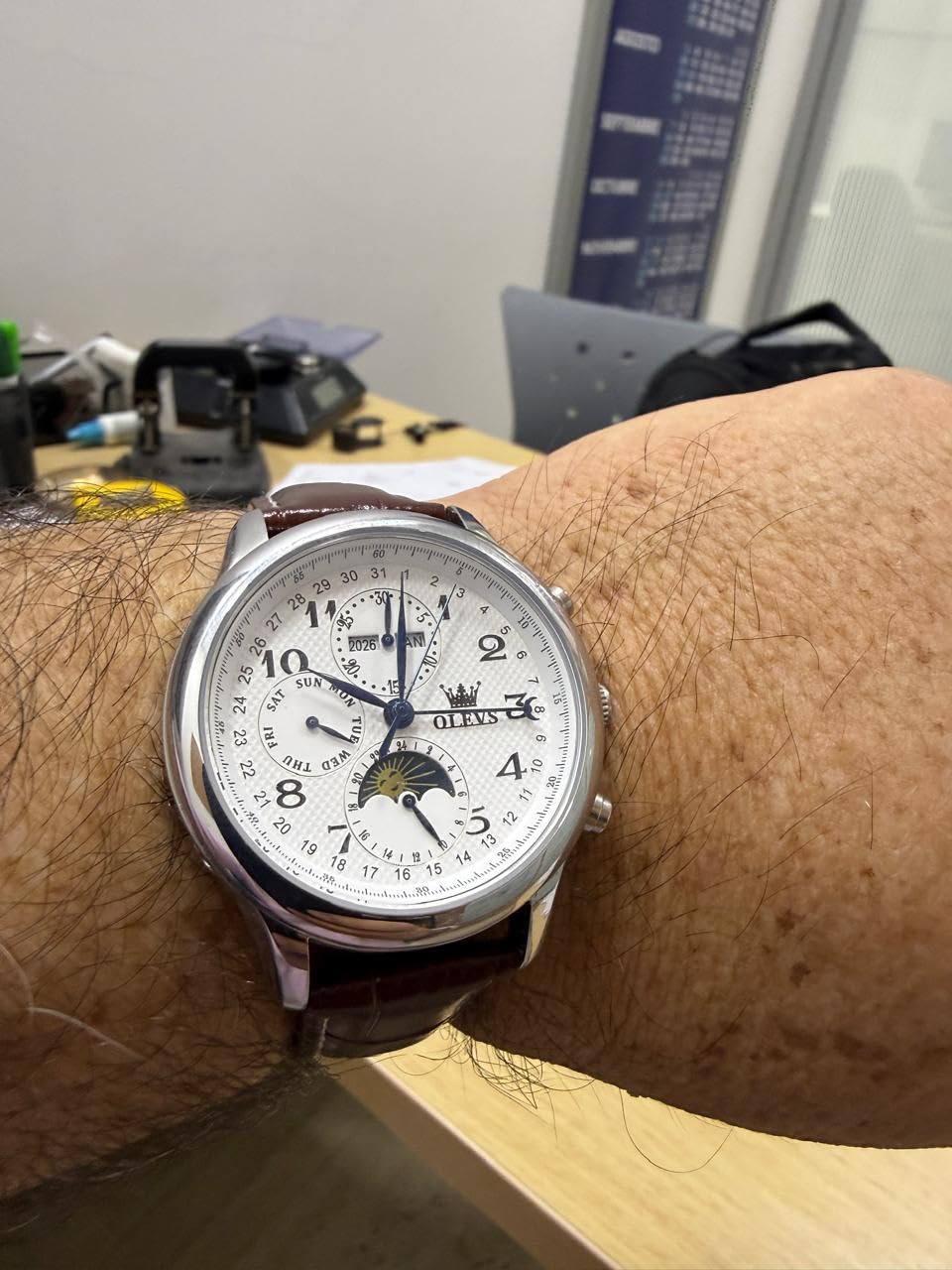 OLEVS Automatic Watches for Men Multi Calendar Moonphase with 3ATM Waterproof Business Classic Luxury Wrist Watch customer photo 1