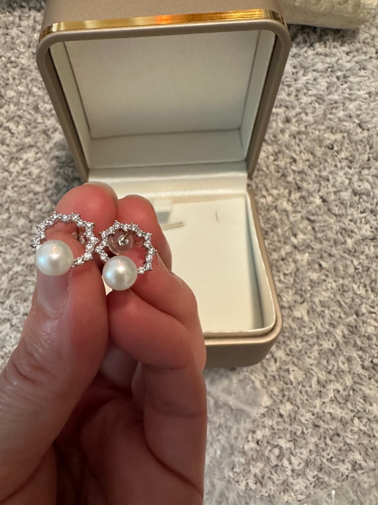 Stud Pearl Earrings for Women AAAA Freshwater Pearls Jewelry Gifts for Wife Mom Girlfriend Her Christmas Wedding Birthday Anniversary customer photo 2