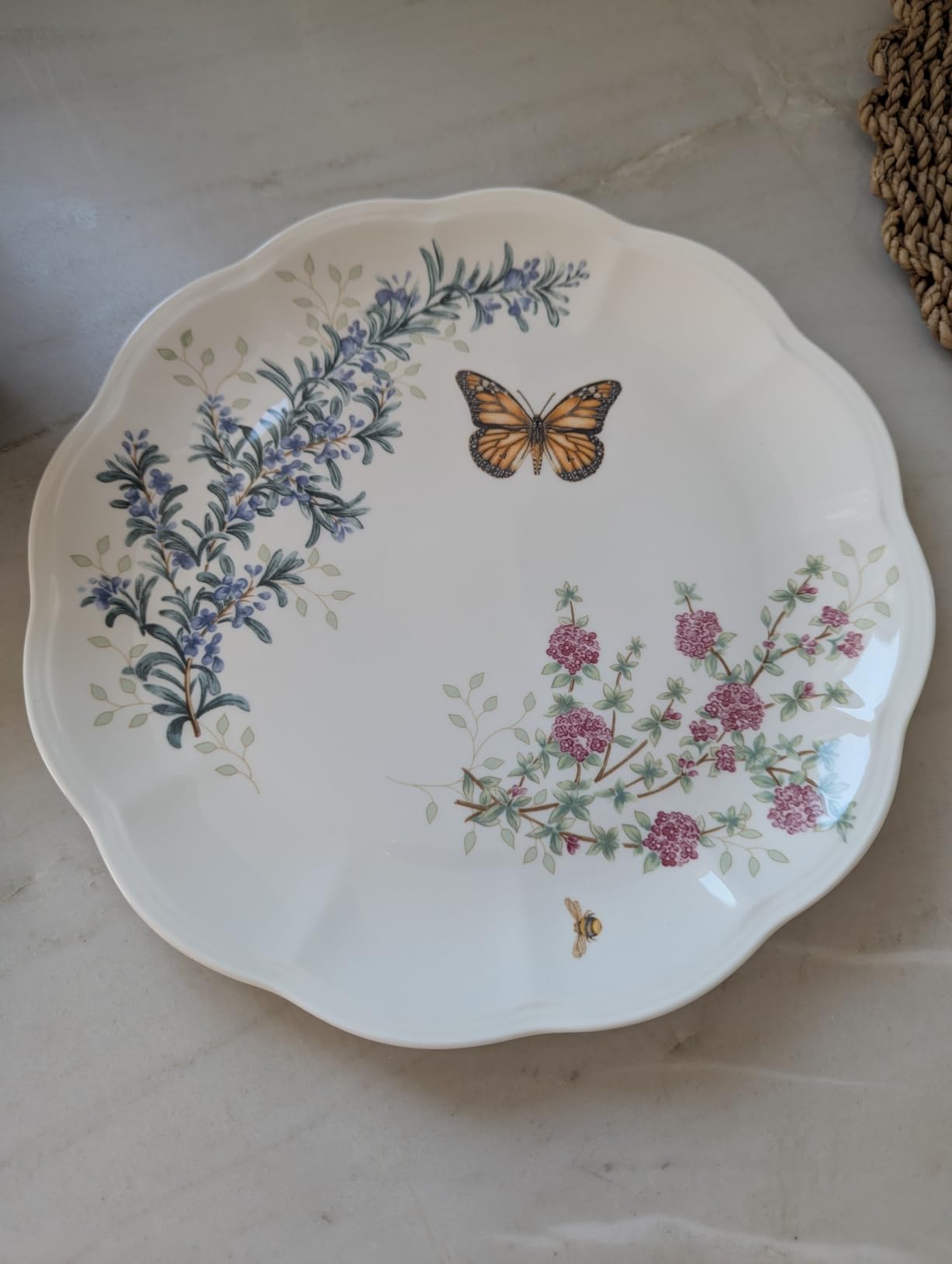 Lenox Porcelain Dinnerware Sets For 4, Butterfly Meadow Herbs 12-Piece Dinnerware Set, Service For 4, Microwave Safe Plates, White Dinner Plates and Bowls Sets, Dishes, Kitchen and Dining (12 Piece) customer photo 2
