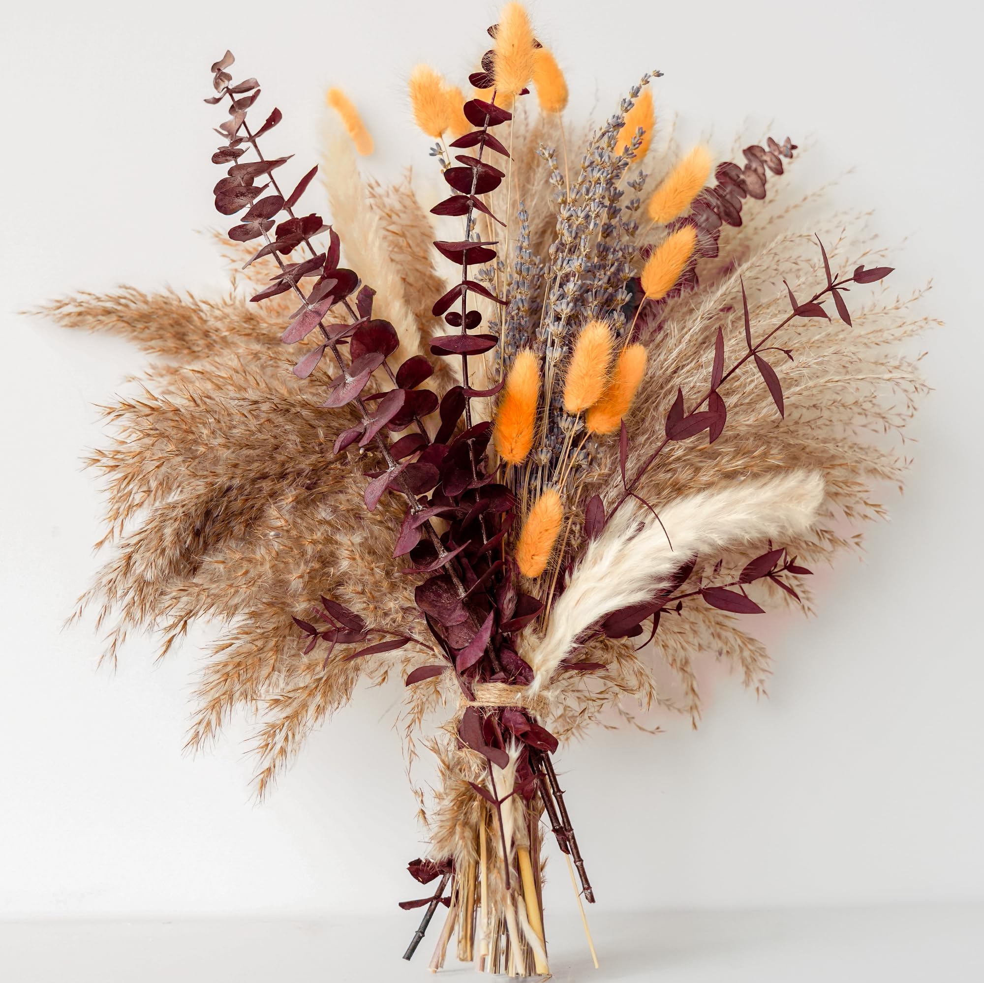 Fall Dried Flower Bouquet with Pampas Grass, Orange Bunny Tails, Lavender & Red Eucalyptus - Boho Fall Decor for Home, Vase, Porch & Thanksgiving - Autumn Floral Arrangements for Fall Decorations Indoor customer photo 1