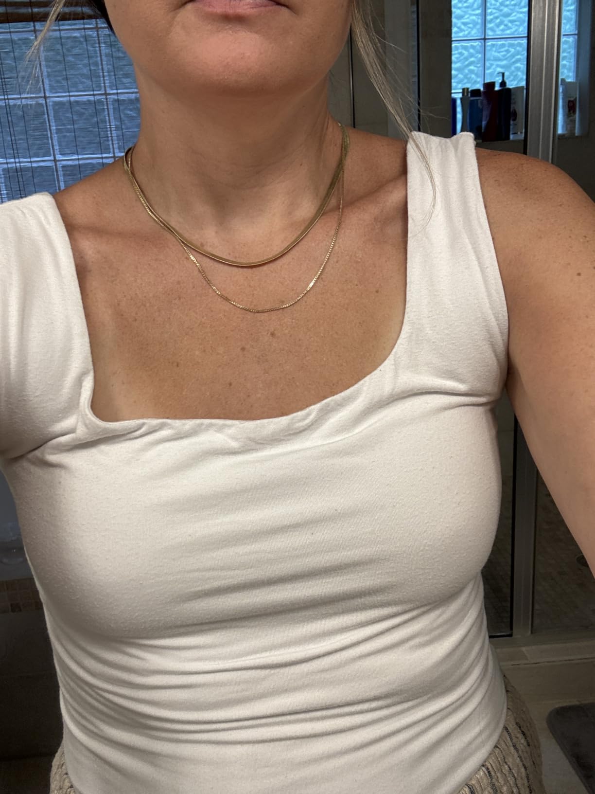 Tewiky Layered Necklaces for Women Non Tarnish- Chunky 14k Gold Plated Herringbone/Snake/Rope/Box/Cuban Link Chain for Women Waterproof Layering Stack Choker Necklace Trendy Dainty Tarnish Free Jewelry Set customer photo 2