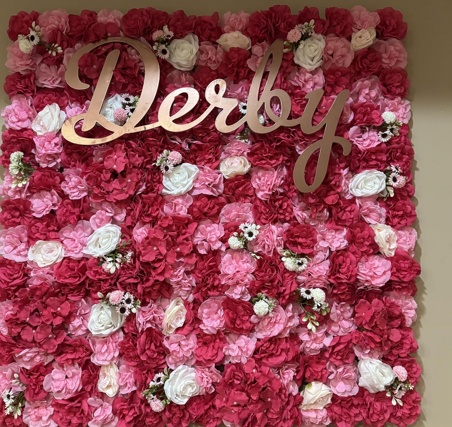 16PCS White Artificial Flower Wall Panels 16.5x16.5 Silk Rose & Hydrangea Floral Backdrop for Wedding Party Baby Shower Event Photo Booth Wall Decor customer photo 2