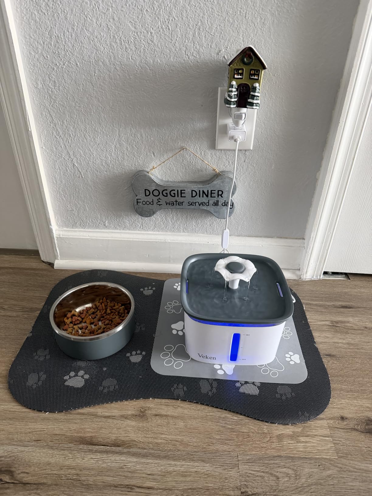 Veken Innovation Award Winner 95oz/2.8L Cat Water Fountain with Stainless Steel Lid, Automatic Pet Fountain Dog Water Dispenser with Replacement Filters for Cats, Dogs (Silver, Stainless Steel) customer photo 1