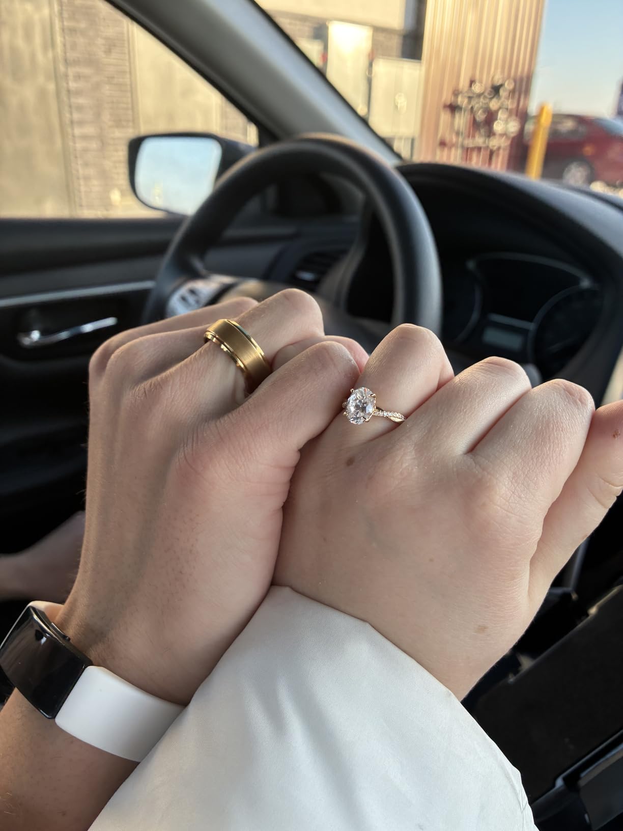 Jstyle Tungsten Wedding Rings for Men Women 8MM Mens Wedding Band Black/Silver/Gold Mens Rings, Matte Surface Polished Edge Engagement Promise Men Ring Jewelry Comfort Fit 6-14 customer photo 1
