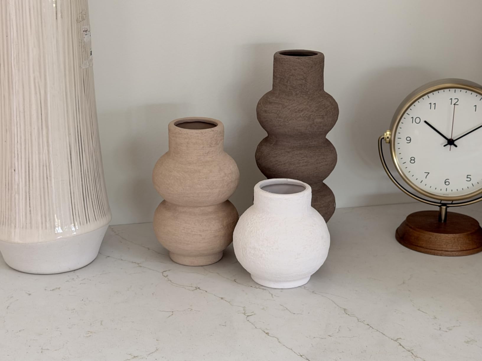 Ceramic Vase Home Table Decor - Flower Vase Set of 3 Living Room Kitchen Decorations Farmhouse Modern Rustic Vases Decorative Centerpiece for Shelf Bedroom Office Bathroom Dining Coffee Desk customer photo 2
