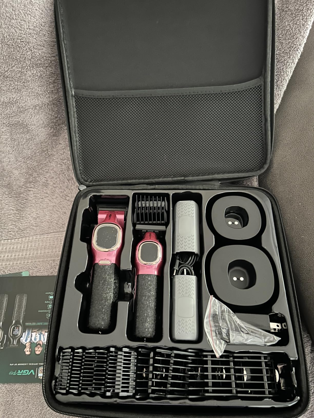 VGRPRO Professional Hair Clippers for Men, Cordless Clipper and Trimmer Set, 9000RPM Grooming Kit, EVA Case, LED display, DLC blades, Charging Base, 14 Guide Combs (including Right & Left Ear Taper Combs) customer photo 1
