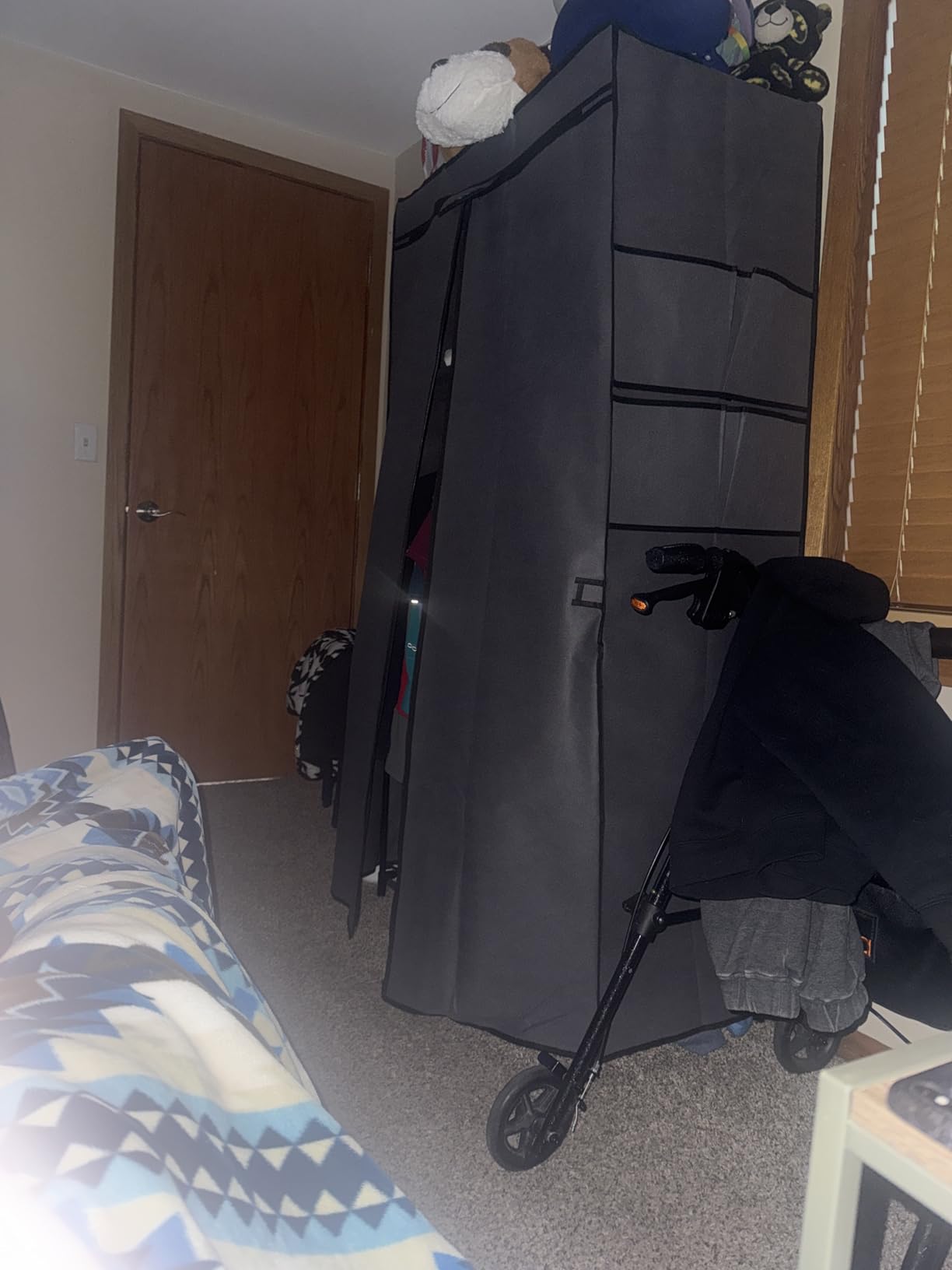 Wardrobe Closet, Quick and Easy Assembly, Black Portable Closet with 2 Hanging Rods 4 Storage Shelves and 8 Side Pockets, Sturdy and Stable Clothes Rack with Cover, for Bedroom and Dormitory customer photo 2