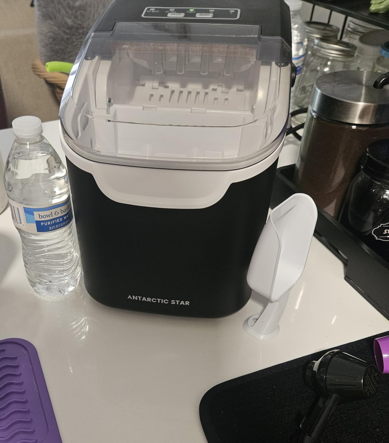 Antarctic Star Nugget Ice Maker Countertop 44Lb/Day LED Display Machine, 10-15min fast ice, 2 sizes, energy-save, portable, self-clean, 1.8L tank, 2.65Lbs storage, basket/scoop. Home/Bar/RV/Office customer photo 1