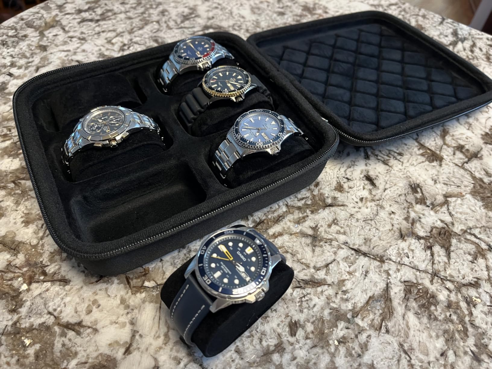 ProCase Travel Watch Case Gift for Men, 6 Slots Hard Shell Storage Box for Watch Bracelet Accessories, Zippered Organizer Bag Fathers Day Gift for Dad -6 Slots customer photo 1