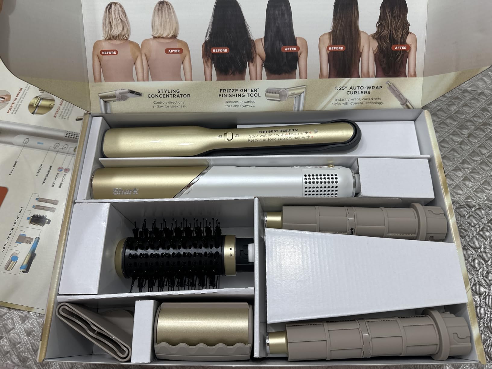 Shark Glam Ceramic & Powerful Air Styling & Drying System, with Silki Straightener & Shark Glossi Air Glosser, for Drying, Curling, Straightening & Glossing (HD6051S) customer photo 1