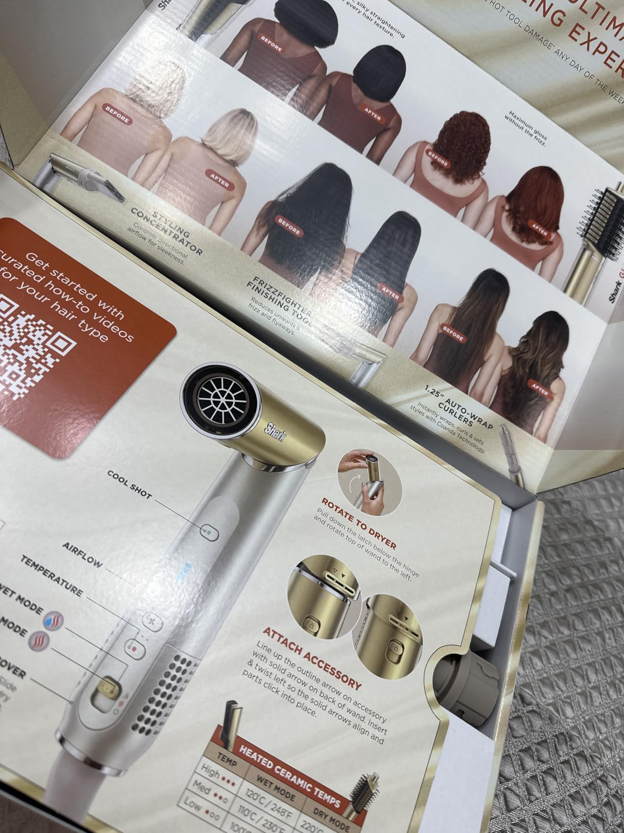 Shark Glam Ceramic & Powerful Air Styling & Drying System, with Silki Straightener & Shark Glossi Air Glosser, for Drying, Curling, Straightening & Glossing (HD6051S) customer photo 2
