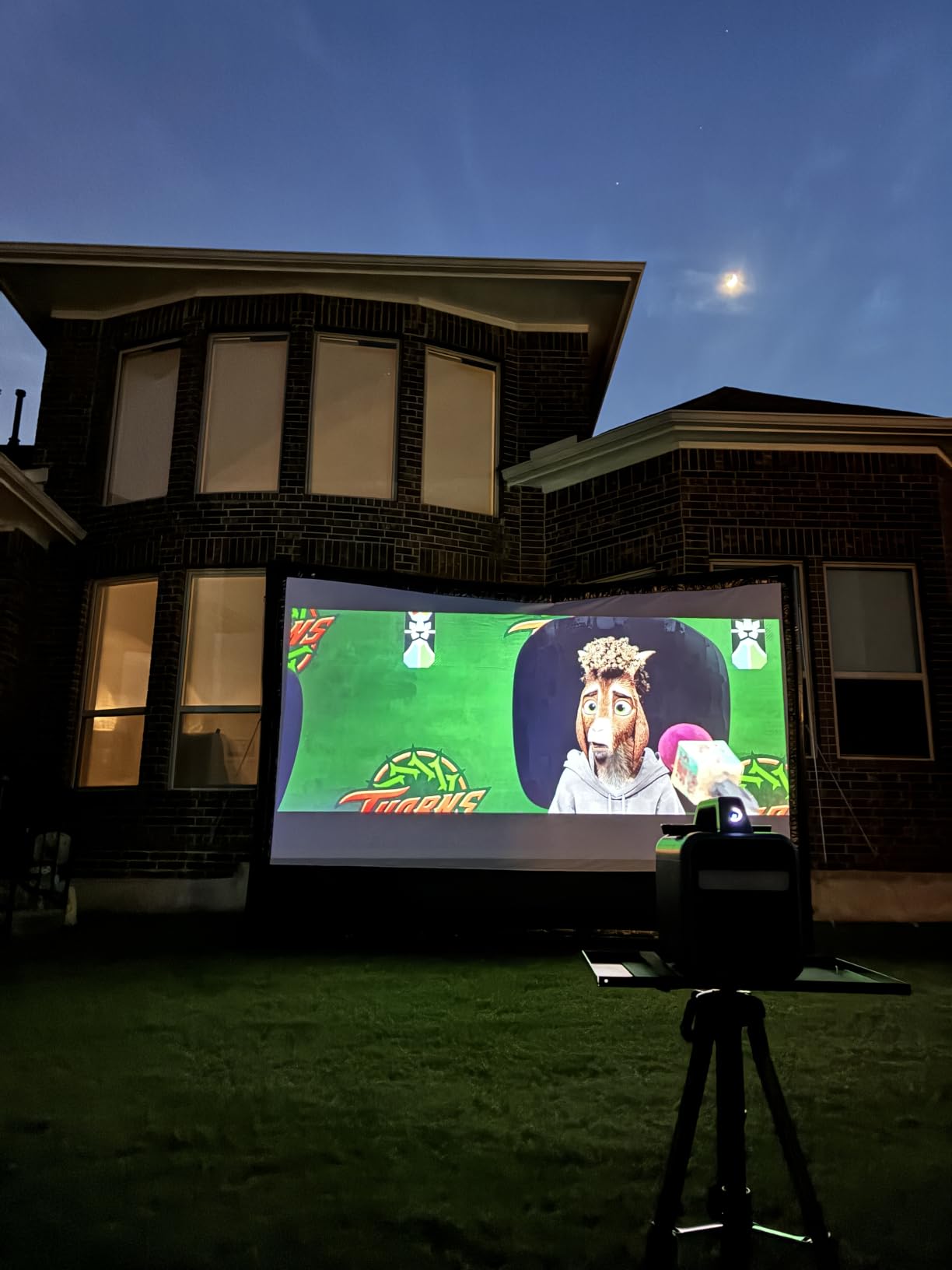 Inflatable Projector Screen I Air-Tight No-Blower Design, Made from TPU Tarpaulin, 120 inch (Equivalent to 16ft) for Indoor & Outdoor Use Backyard, Pool, Party, Camping, Movie Night Parties customer photo 2