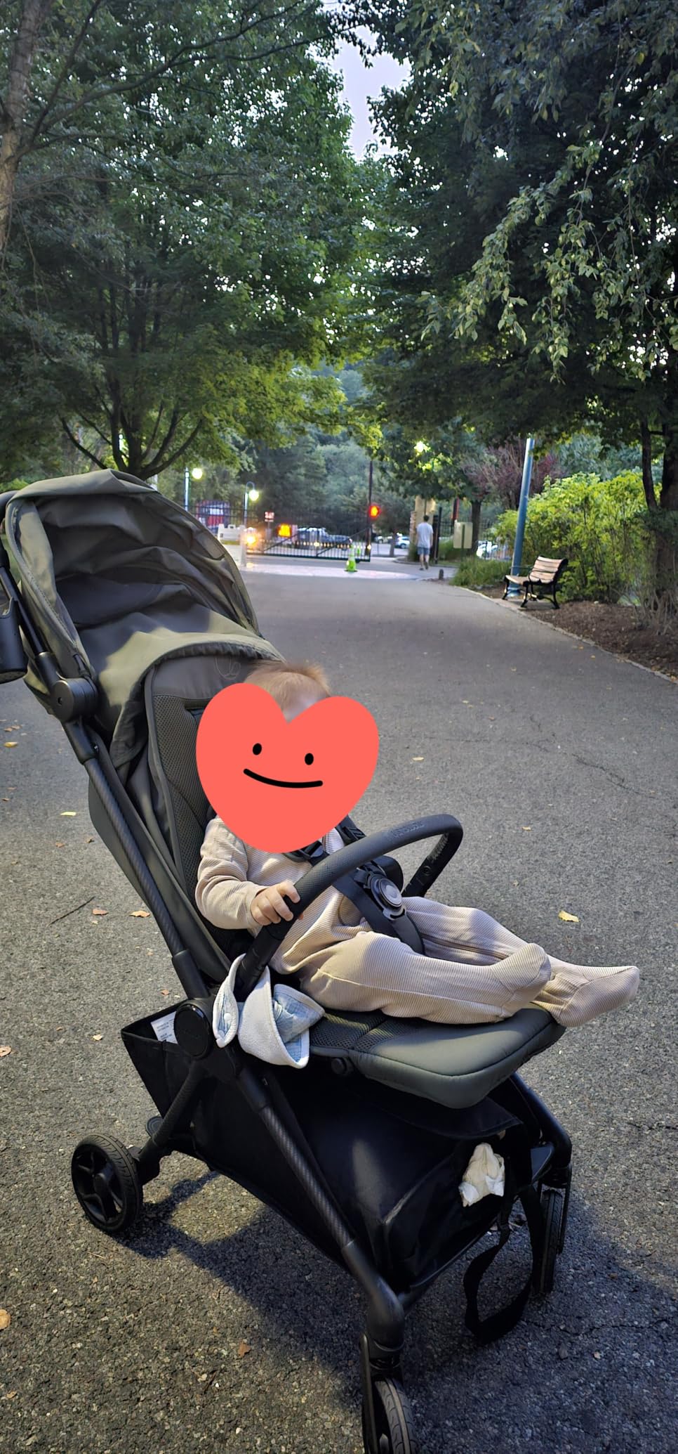 Mompush Nexis Carbon Fiber Lightweight Travel Stroller, Carry-On, Khaki | Compact auto-fold, one-hand recline, XL basket, cup holder, rain cover included customer photo 1