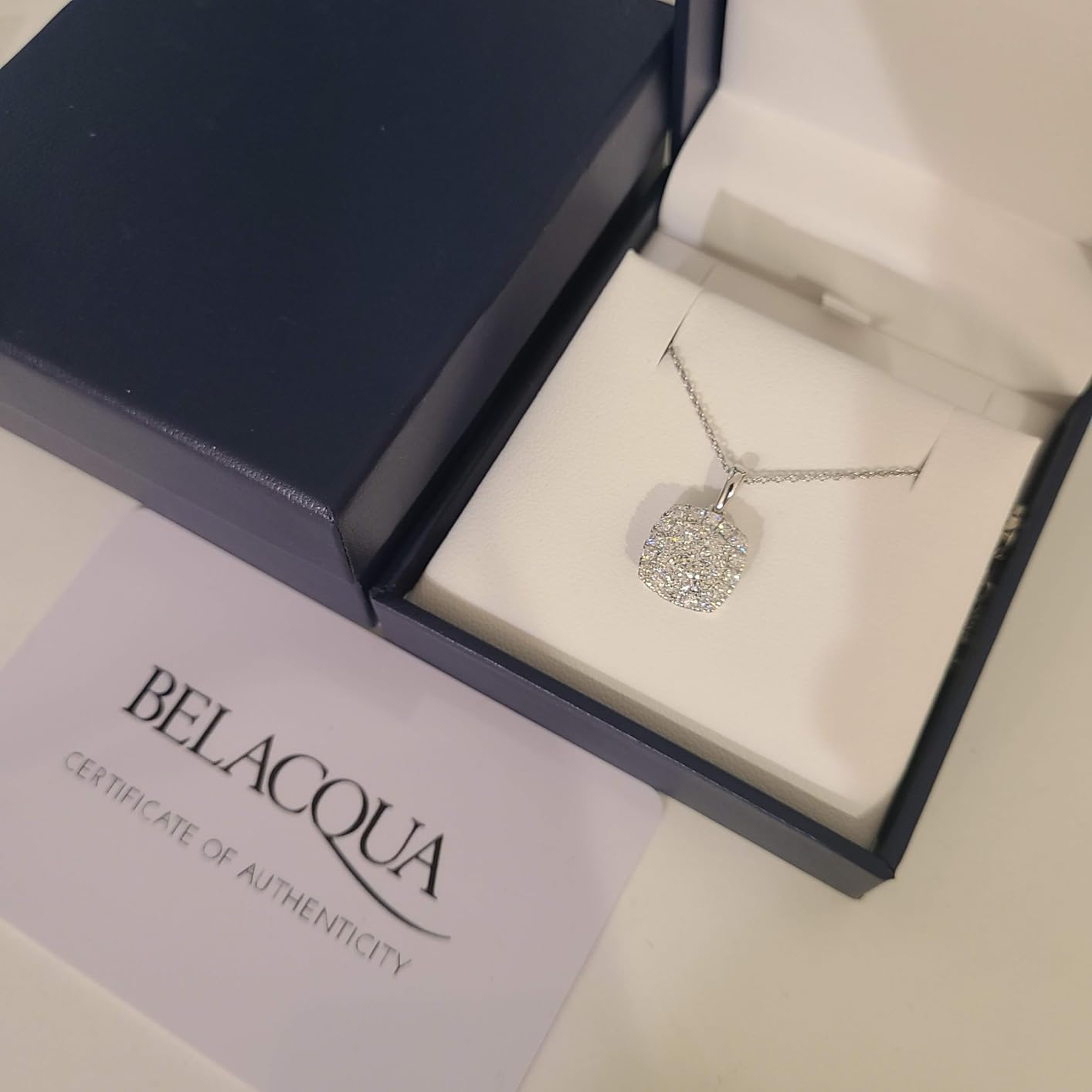 1 Carat Round Lab Grown Halo Diamond Pendant Necklace in Sterling Silver, Cushion Shape, 18 Inches Cable Chain, J-K Color, I1-I2 Clarity, Fine Jewelry for Women, Gift Box Included customer photo 2