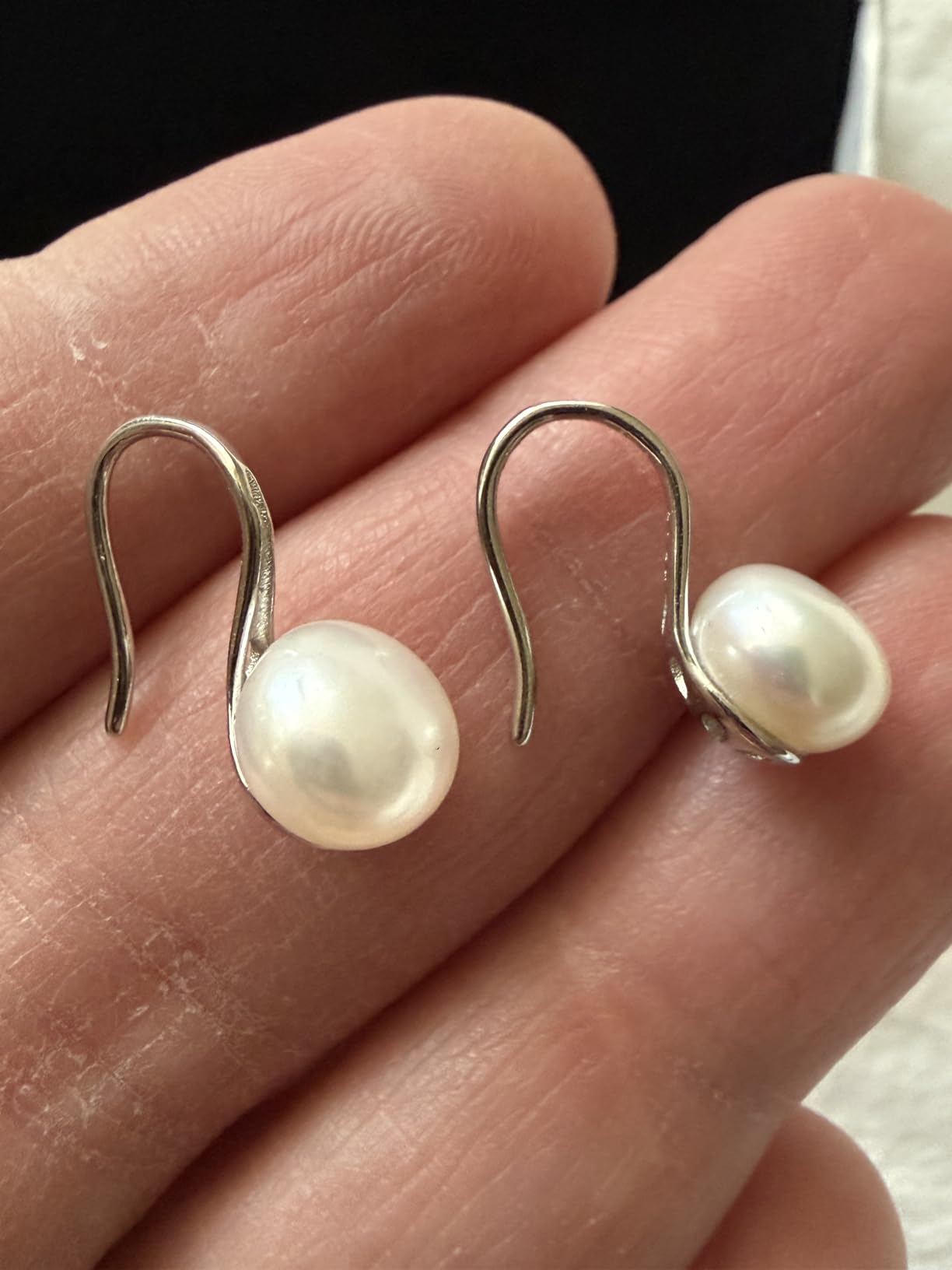 Pearl Earrings for Women 925 Sterling Silver Freshwater Cultured Pearl Dangle Drop Earrings Hook Earrings Hypoallergenic customer photo 2