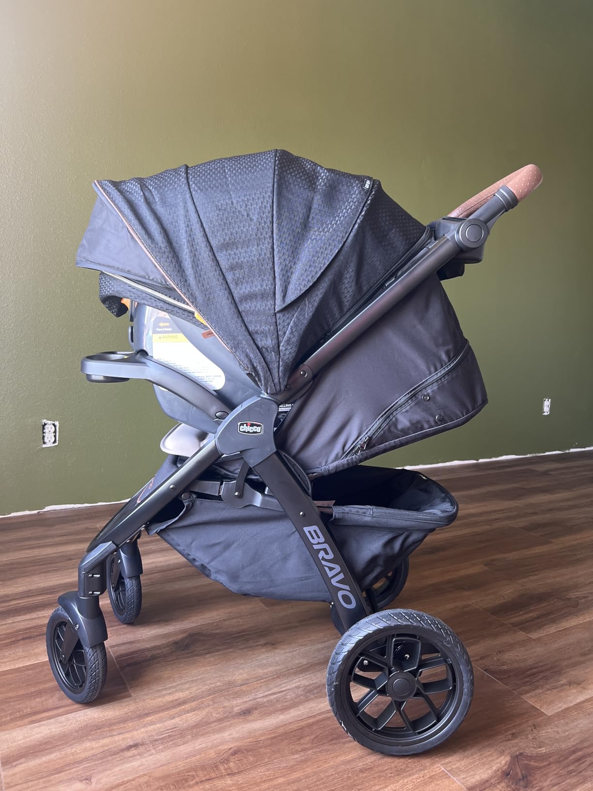 Chicco Bravo Primo ClearTex 3-in-1 Trio Travel System, Somerset/Black | Quick-Fold Stroller, KeyFit Max Zip ClearTex Infant Car Seat, Includes Base customer photo 1