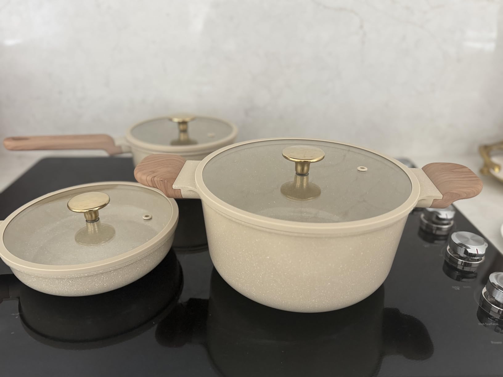 CAROTE 22pcs Ceramic Cookware Sets, Pots and Pans Set | Non-Toxic Kitchen Cooking Set with Silicone Lids, Easy Clean, Even Heating, Fit All Stovetops, PFAS FREE customer photo 1