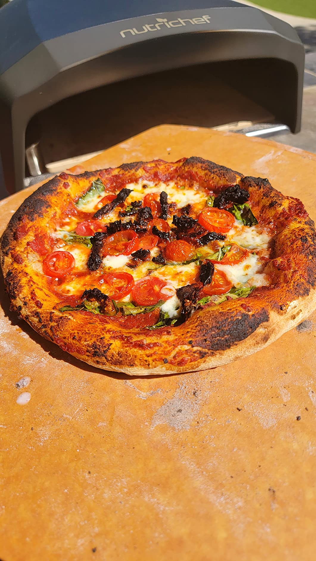 NutriChef Portable Outdoor Gas Pizza Oven - Unique Design, Easy Bake Oven with Pizza Stone, Foldable Feet, One-Touch Gas Ignition, Adjustable Heat Control, Stainless Steel, 932°F Max customer photo 1