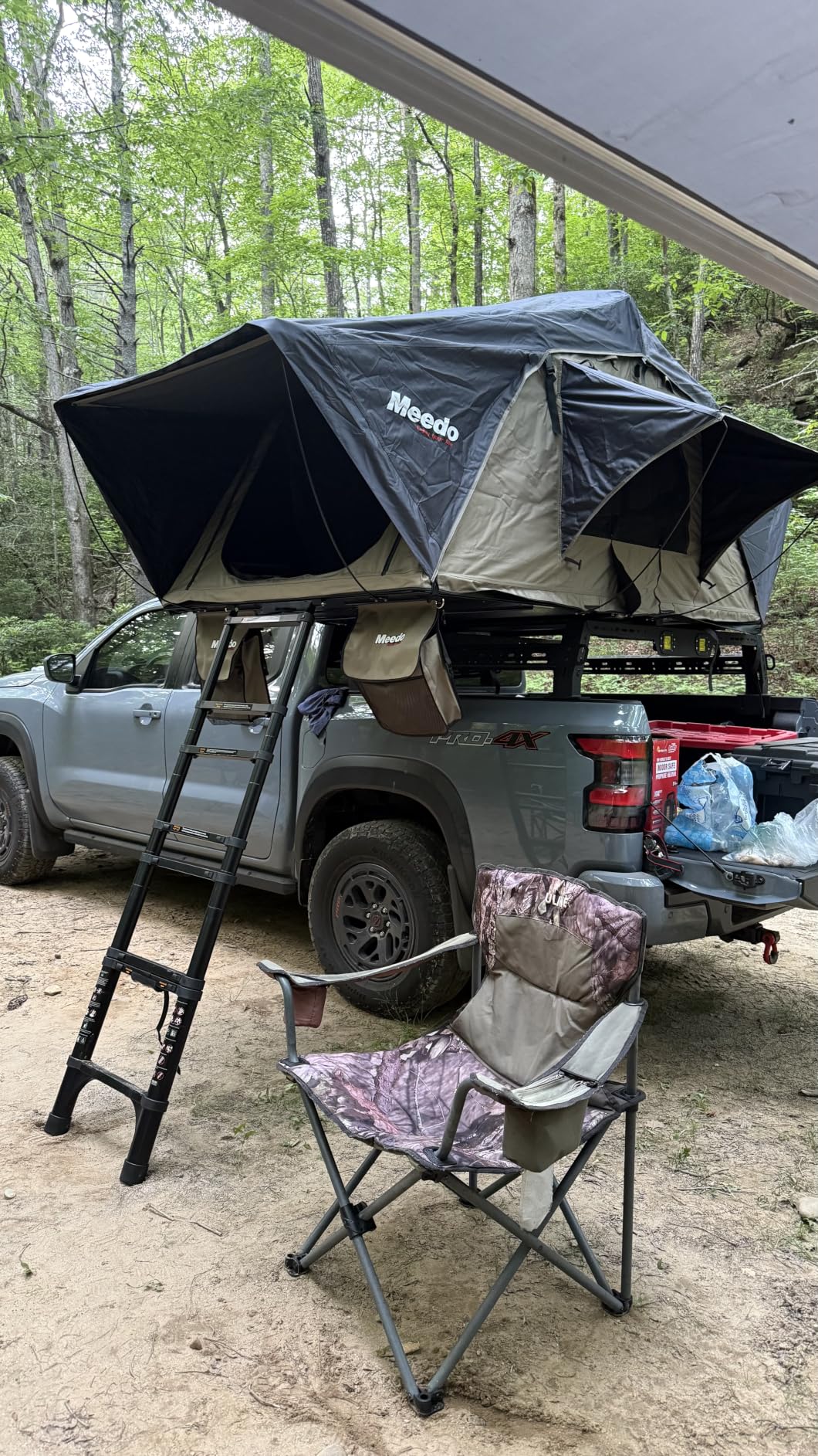 Meedo Apolle A86 M, Soft Shell Rooftop Tent, Fits 2 People, Made with Waterproof Material and a Rainfly-Fold Design, Clamshell Army Green Roof top Tent for Overlanding Hunting, Ladder Included customer photo 2