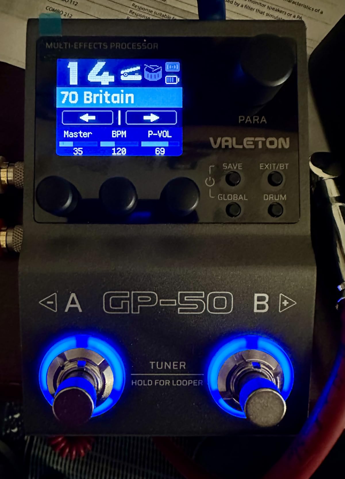 Valeton GP-50 Multi-Effects Processor | NAM & IR Loader with 100+ HD Effects, 9 Simultaneous Modules, BT App Control, 100 Patch Slots for Guitar/Bass (Plus 1 Additional 15CM TRS Cable By Volktone) customer photo 1