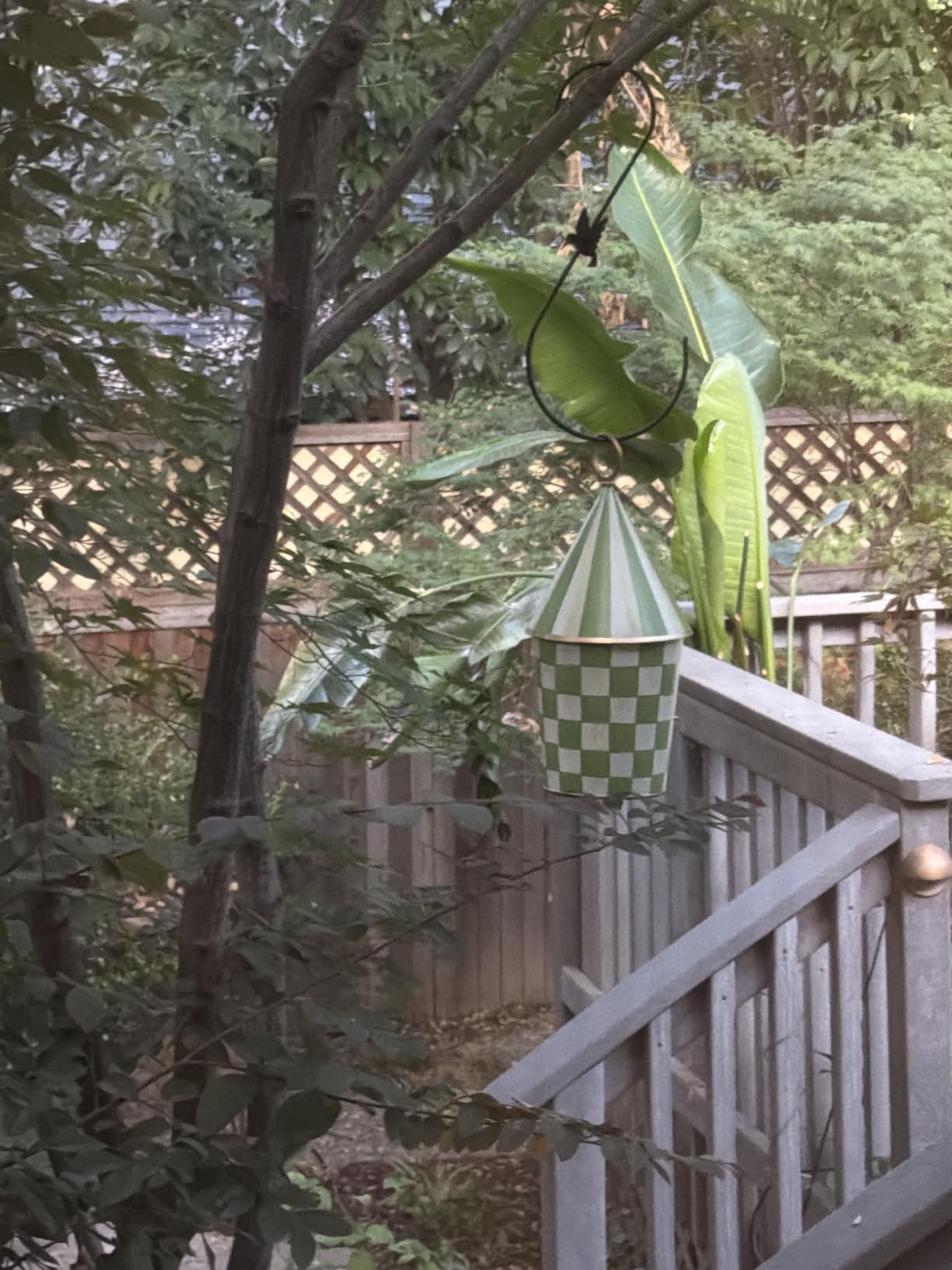 MACKENZIE-CHILDS Birdhouse, Decorative Metal Birdhouse, Green-and-White Grass Green Check customer photo 1