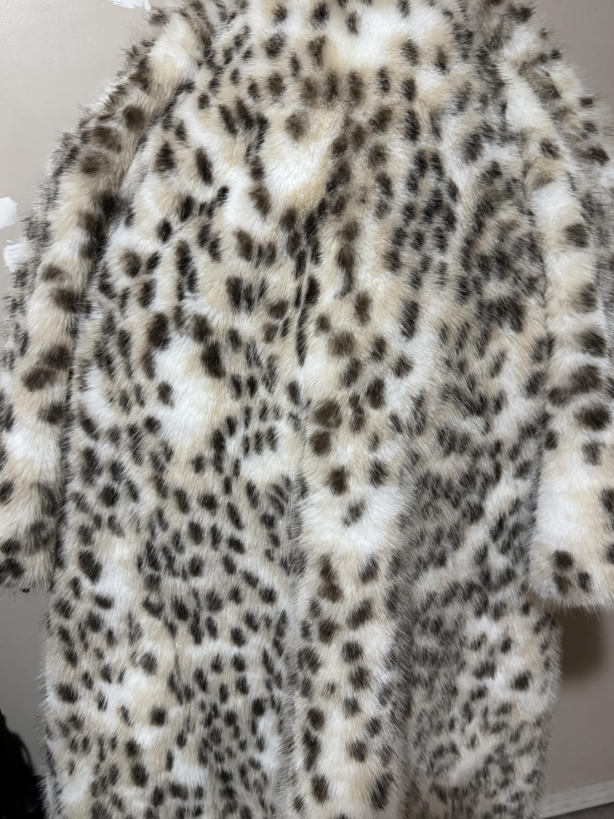 Womens Faux Fur Leopard Long Coat Lapel Cardigan Fur Jacket Winter Thermal Outerwear customer photo 2