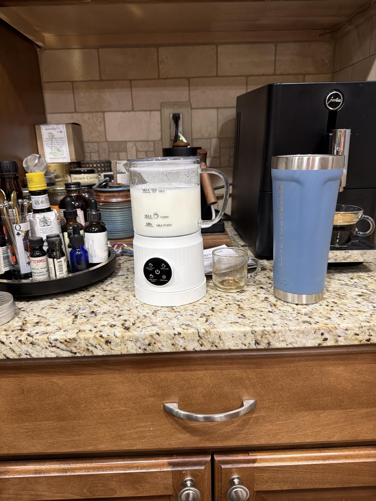 Casimhu 4-in-1 Milk Frother, Electric Milk Frother and Steamer with LED Touch Screen, Ceramic Lining Bottom, Milk Warmer 13.52oz for Lattes, Cappuccinos, and Macchiatos at Home (Navy Blue) customer photo 1
