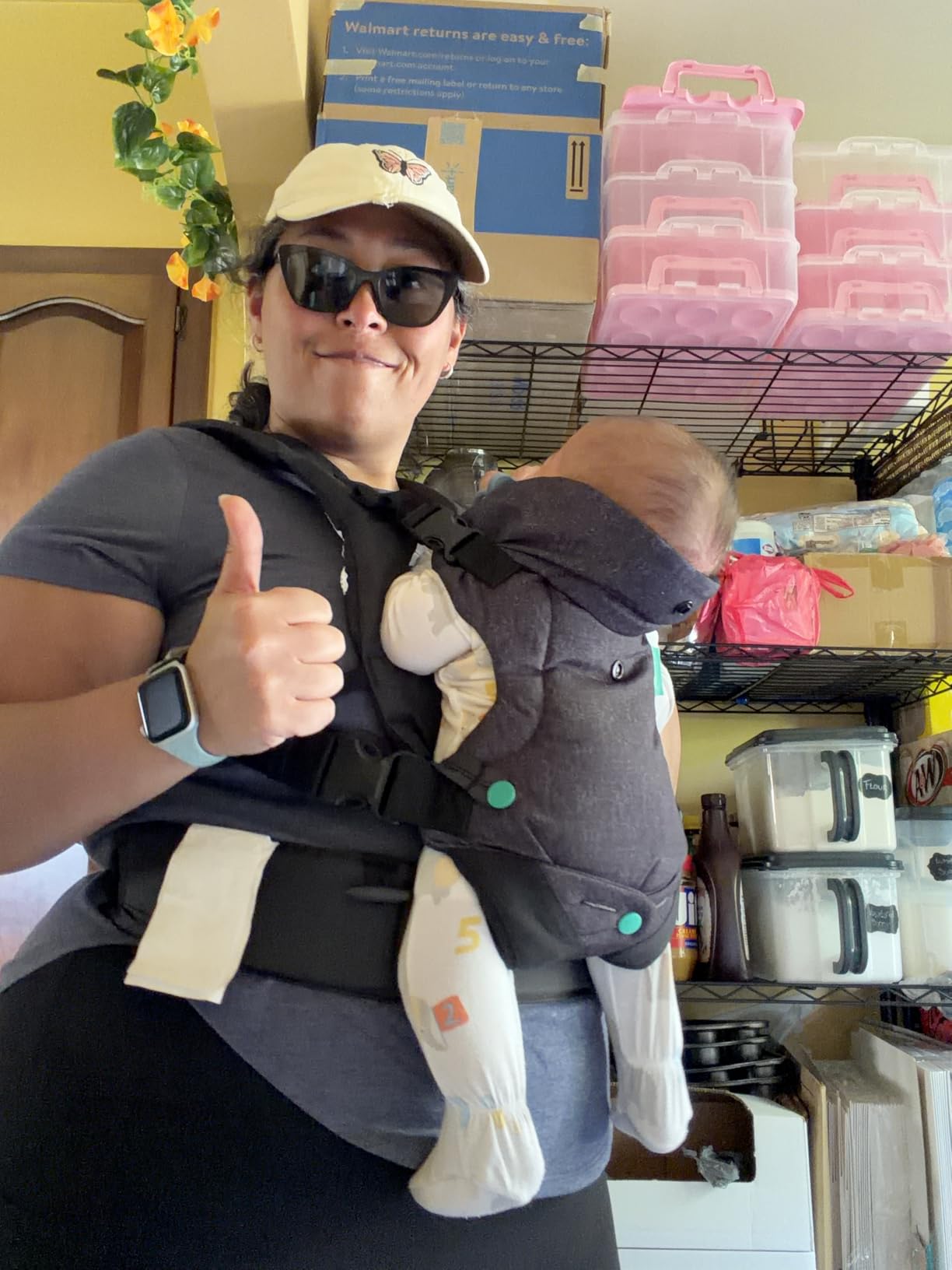 Infantino Flip Luxe 4-in-1 Baby Carrier Ergonomic 7-35 lbs, Onyx | Updated lumbar support, Premium herringbone fabric, Elevated accents, For on-the-go parenting, For infants to toddlers customer photo 1
