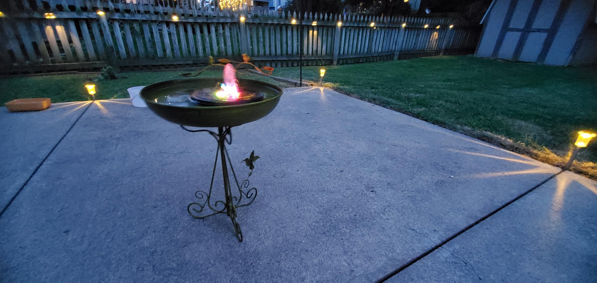 SEIRMEP Solar Fountain Pump with 3 Spray Height Adjustments, Upgraded Glass Solar Bird Bath Fountains with LED Lights,6 Nozzles,Outdoor Solar Water Fountain for Bird Bath, Garden, Pool, Pond (Blue) customer photo 1