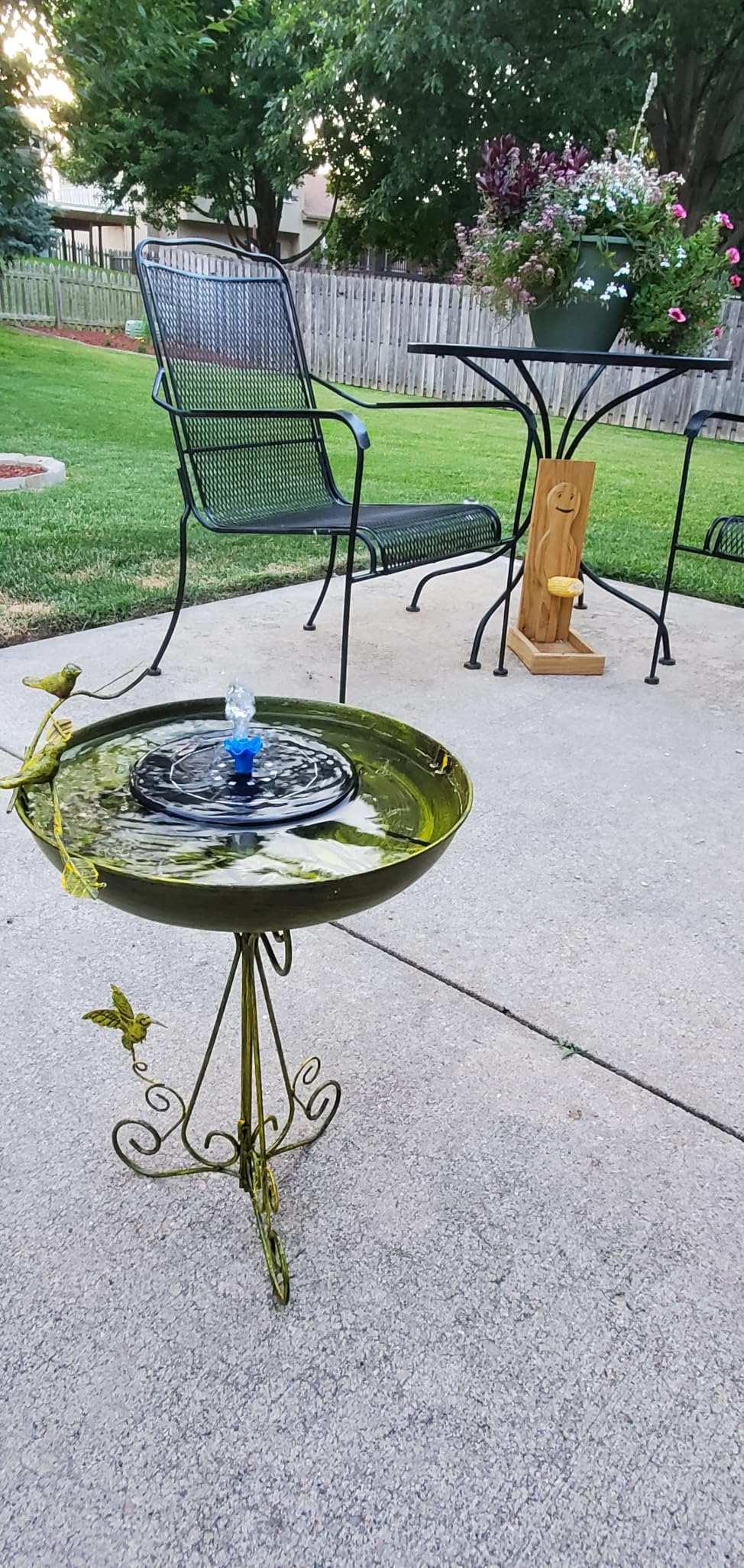 SEIRMEP Solar Fountain Pump with 3 Spray Height Adjustments, Upgraded Glass Solar Bird Bath Fountains with LED Lights,6 Nozzles,Outdoor Solar Water Fountain for Bird Bath, Garden, Pool, Pond (Blue) customer photo 2
