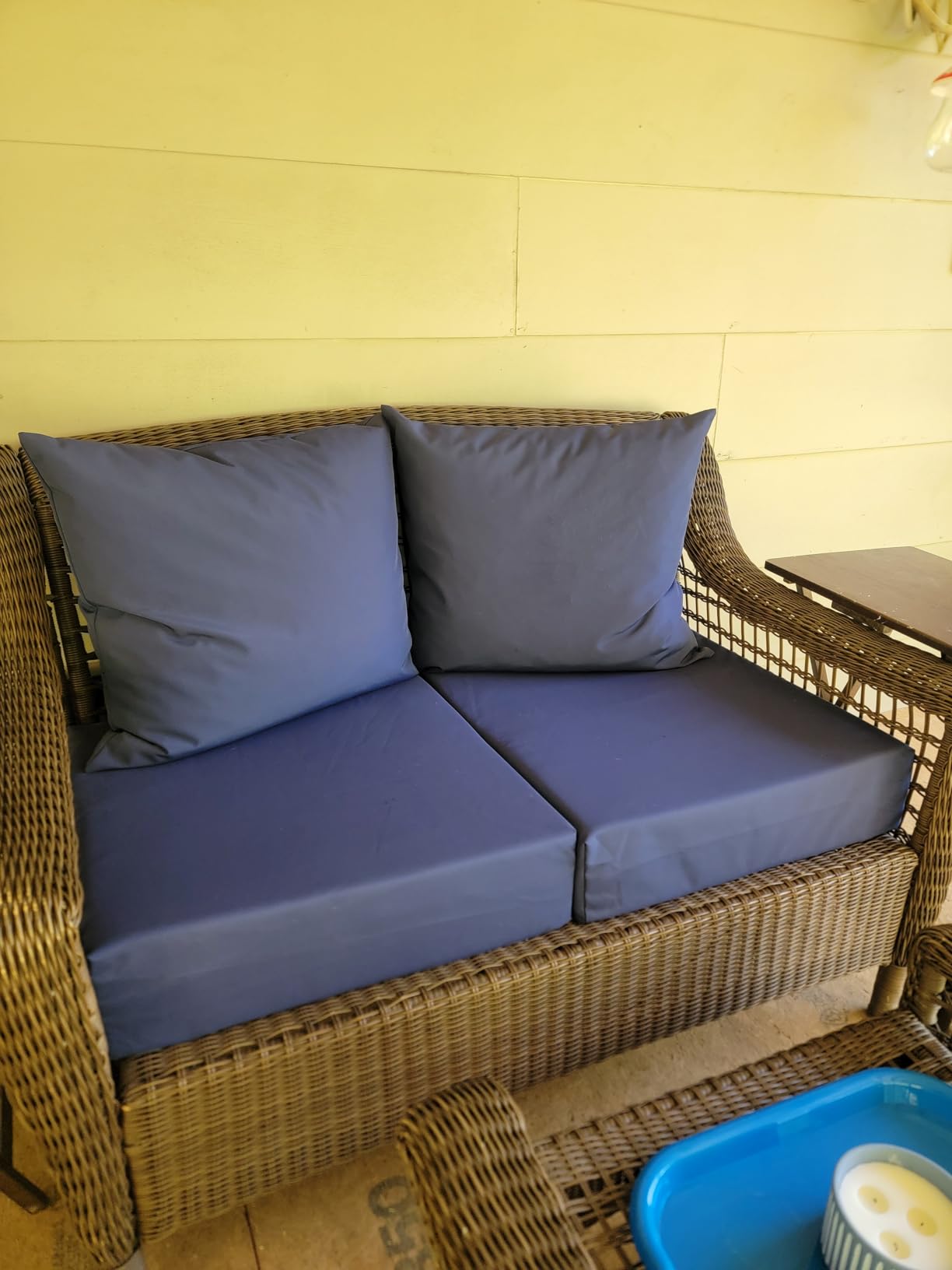 Outdoor Cushions for Patio Furniture, Outdoor Seat Cushion Set 24 x 24 x 5.75 Inch, Waterproof & Fade Resistant Outdoor Chair Cushions, Deep Seat Patio Cushion with Removable Cover, Navy Blue customer photo 2