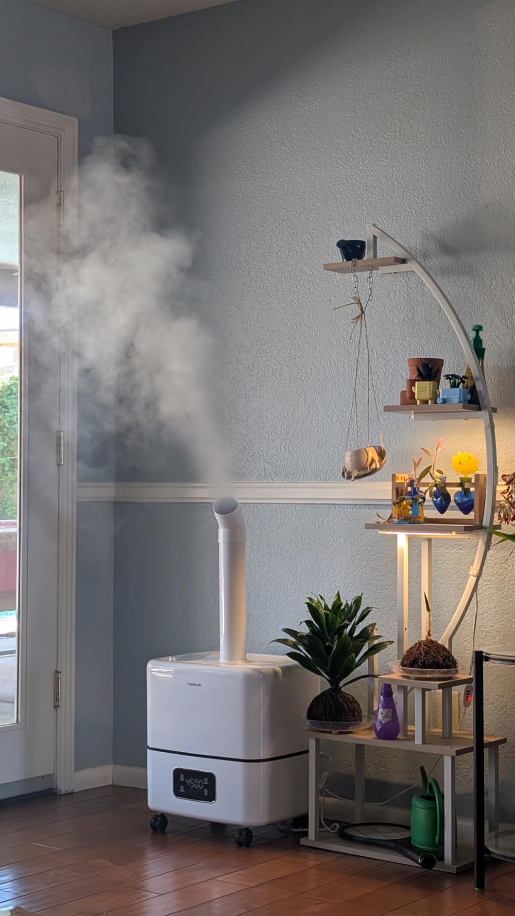 Yokekon 30L/7.93Gal Large Humidifier, 10 atomizers for 4000mL/h output, White | Extension Tube, Swivel Caster, Top-Fill, 32H Runtime, Coverage 5000 sq.ft, for Large Room, Plant, Warehouse, Greenhouse, Commercial customer photo 2