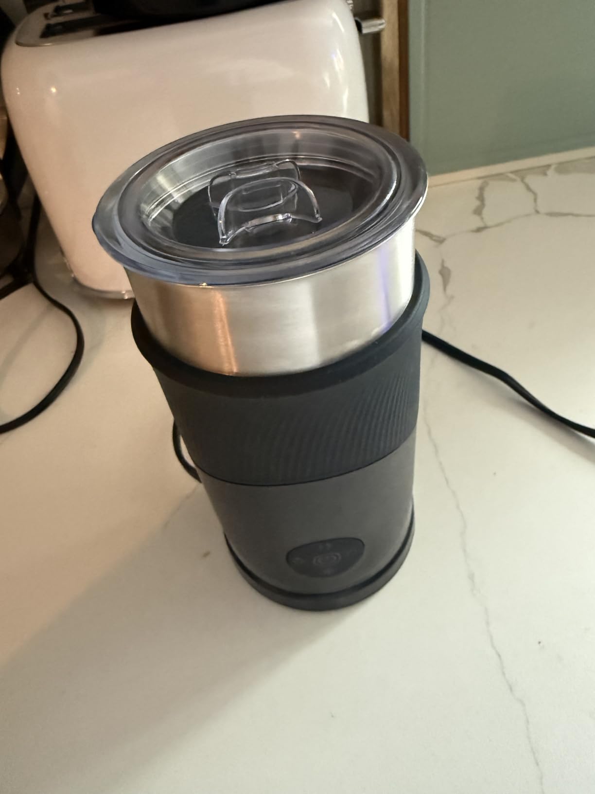 350ml Electric Milk Frother: 4-in-1 Hot & Cold - Grayish Black | 450W Milk Steamer With 180ml Foam, Under 55dB For Family Mornings - SUS304 Steel, 2 Whisks for Latte, Cappuccino customer photo 1